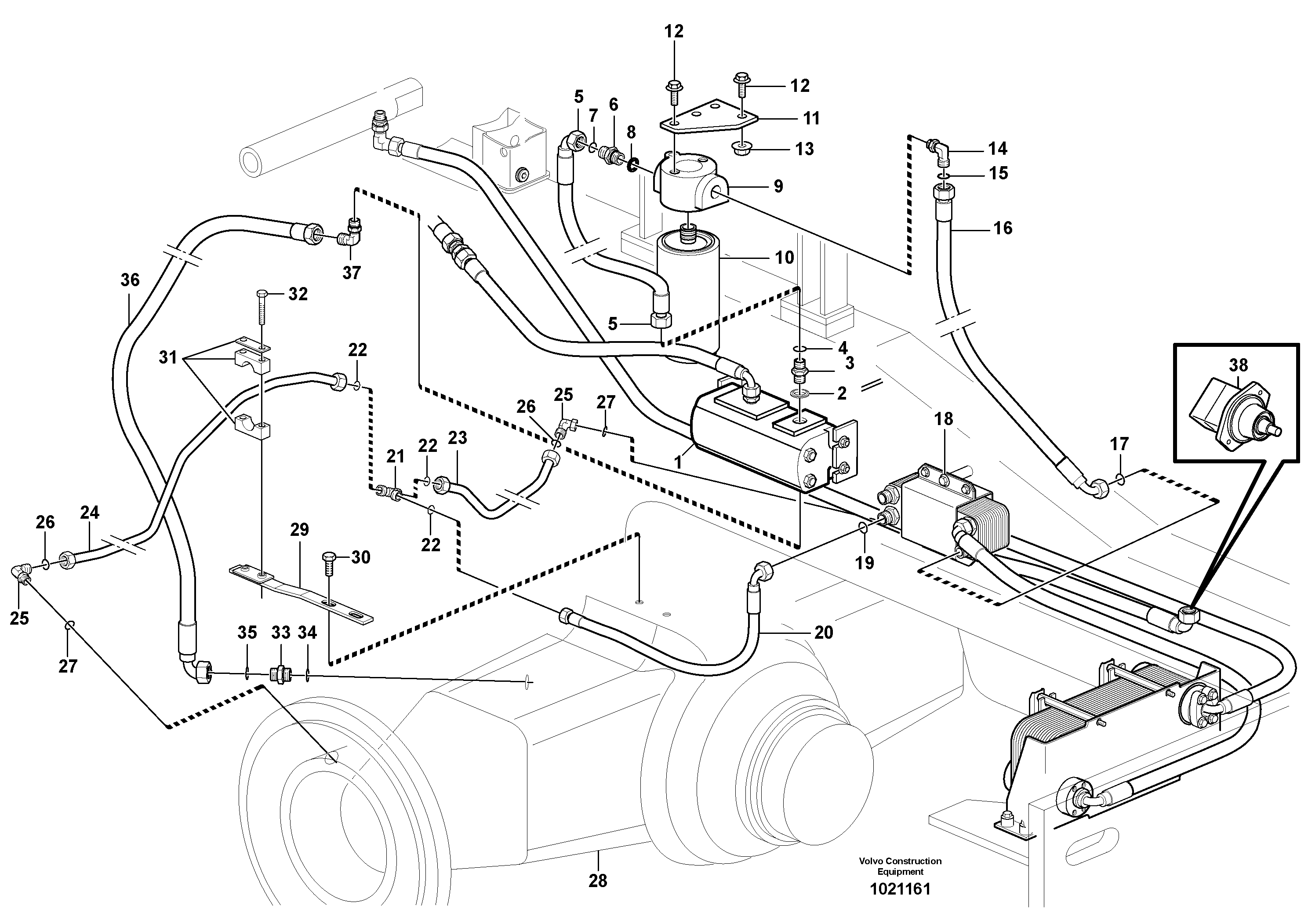Oil cooler, rear, pump circuit.  83562 — volvo parts diagram