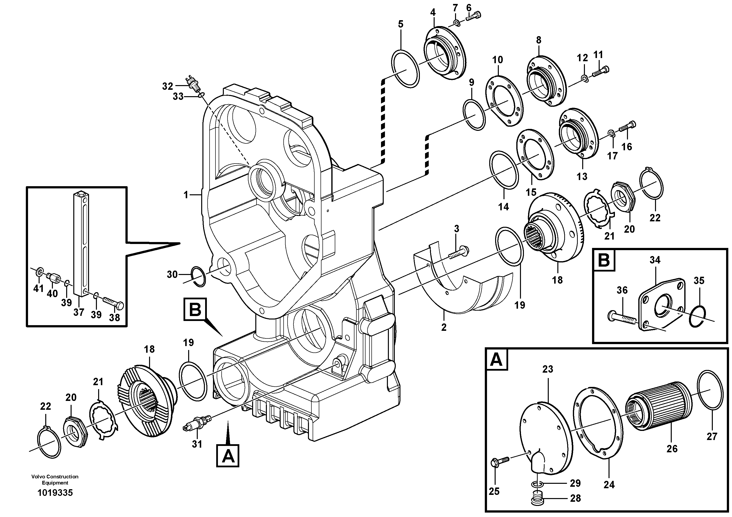 Transfer case, housing and covers — volvo parts diagram