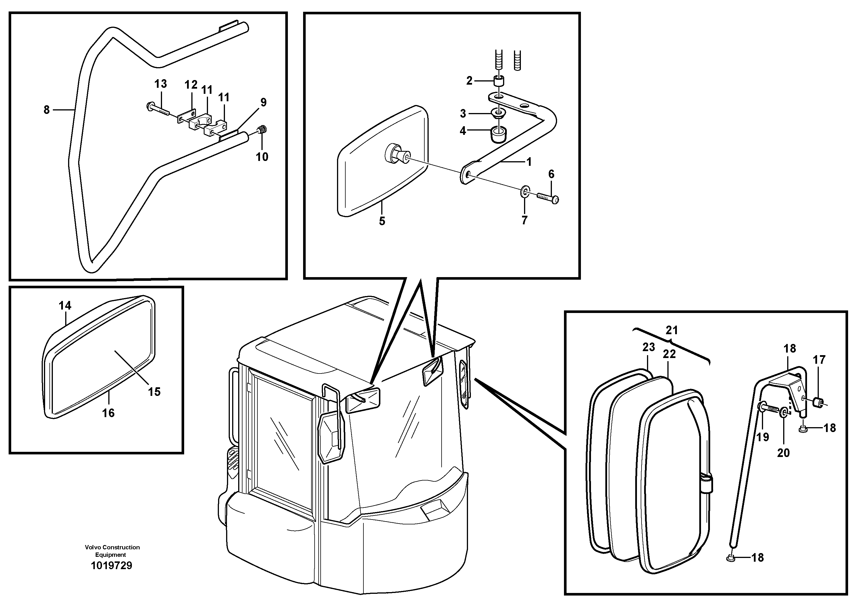 Rear view mirror — volvo parts diagram