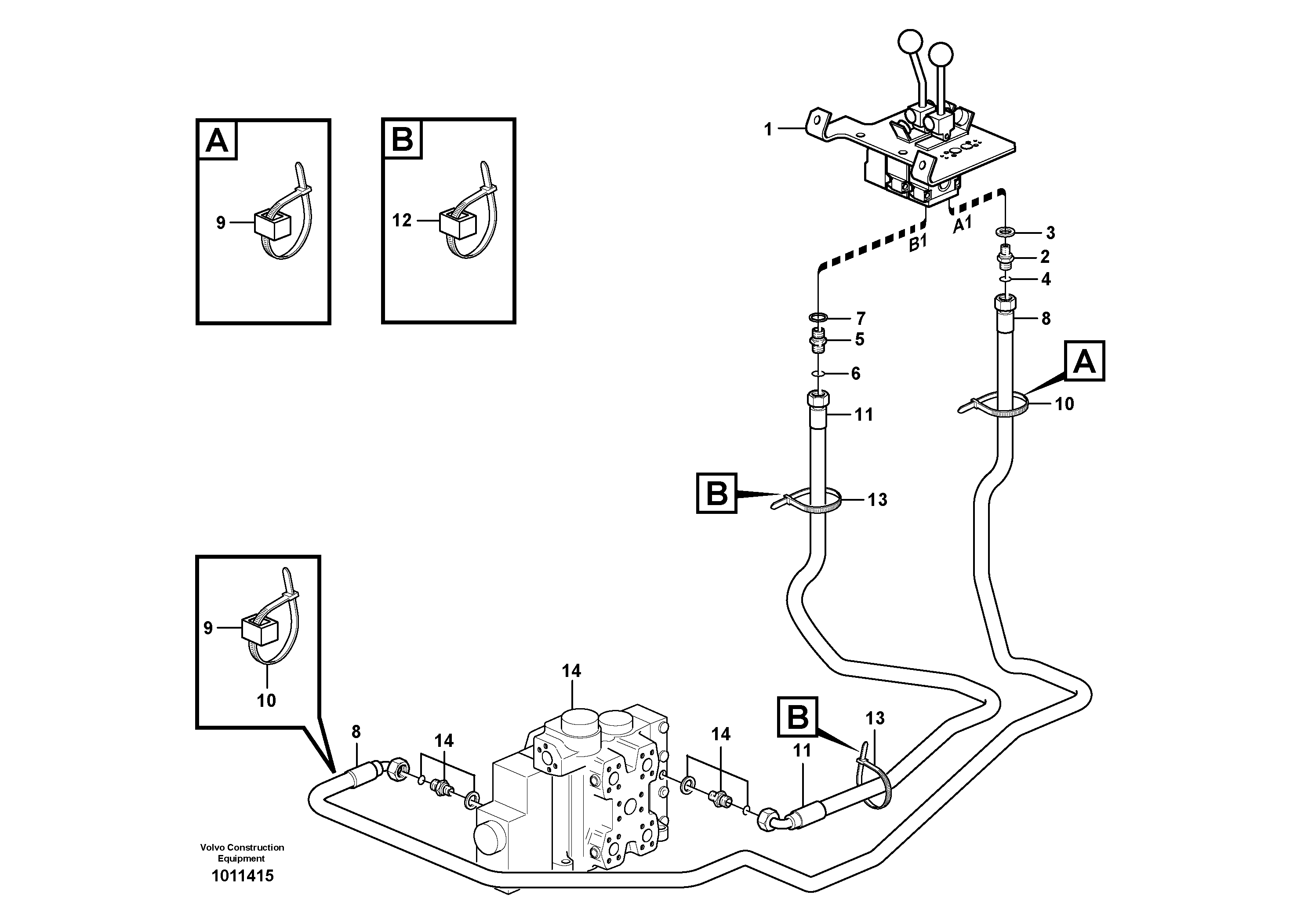Servo - hydraulic, control lines, lift — volvo parts diagram