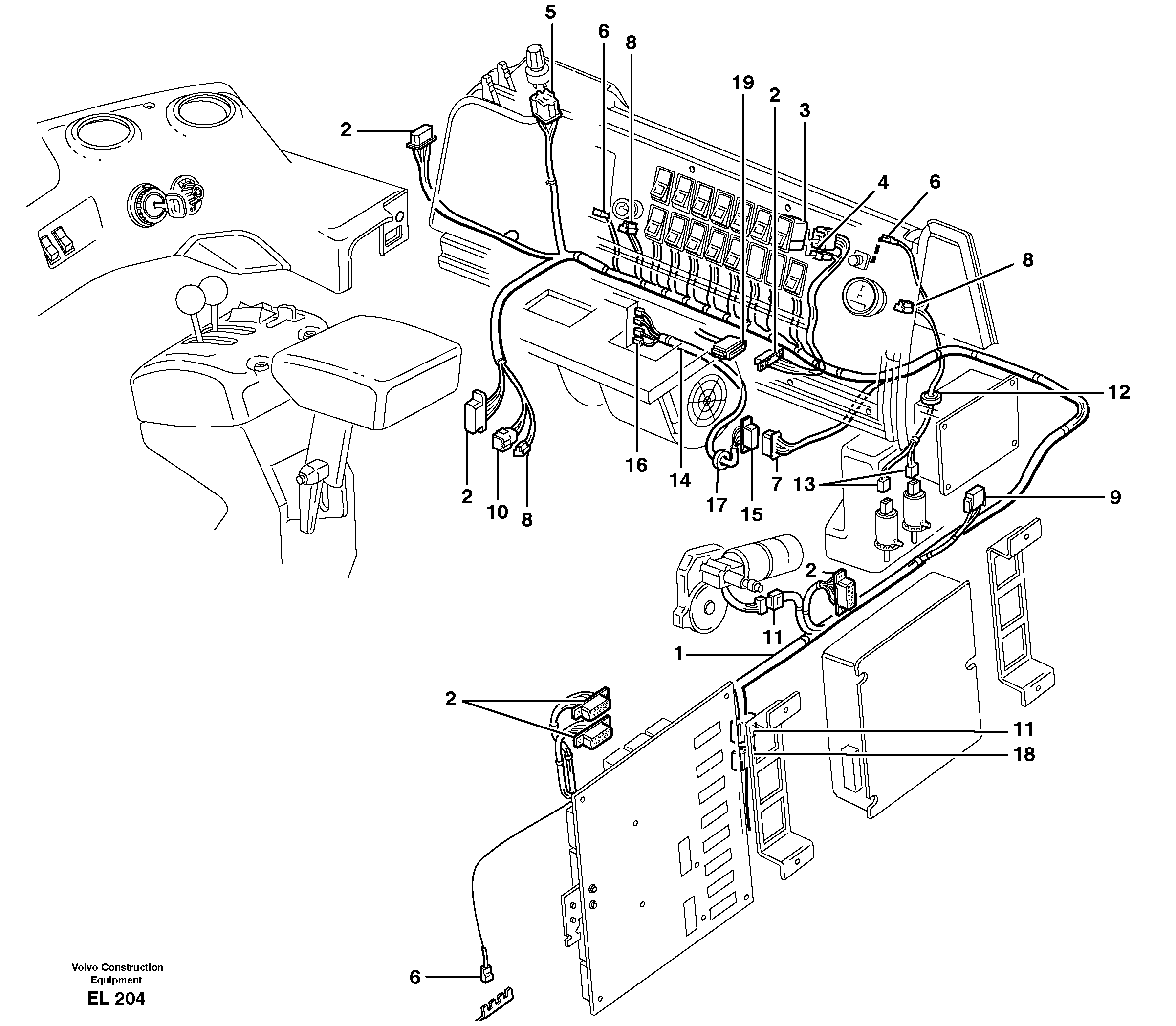 Cable harnesses, cab — volvo parts diagram