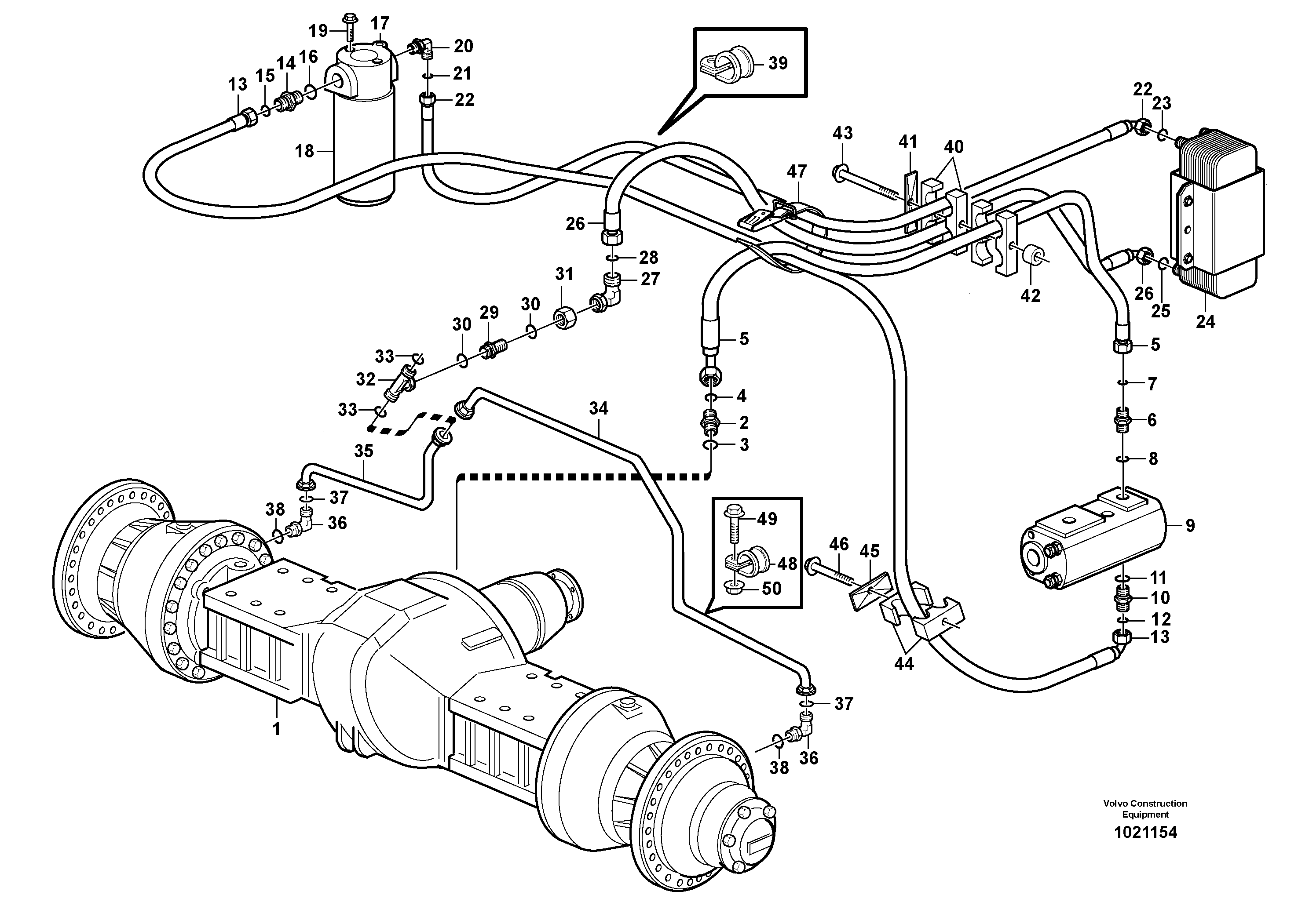 Oil cooler, forword, pump circuit.  83562 — volvo parts diagram