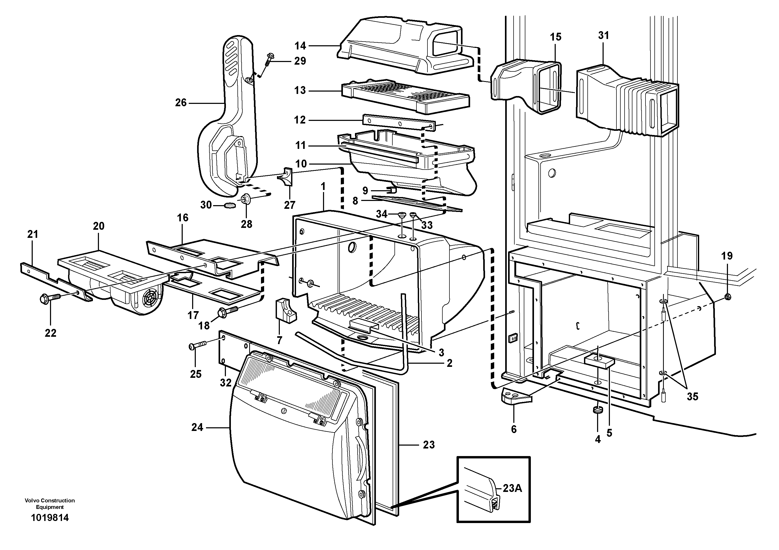 Fresh air inlet, filter and fan housing — volvo parts diagram
