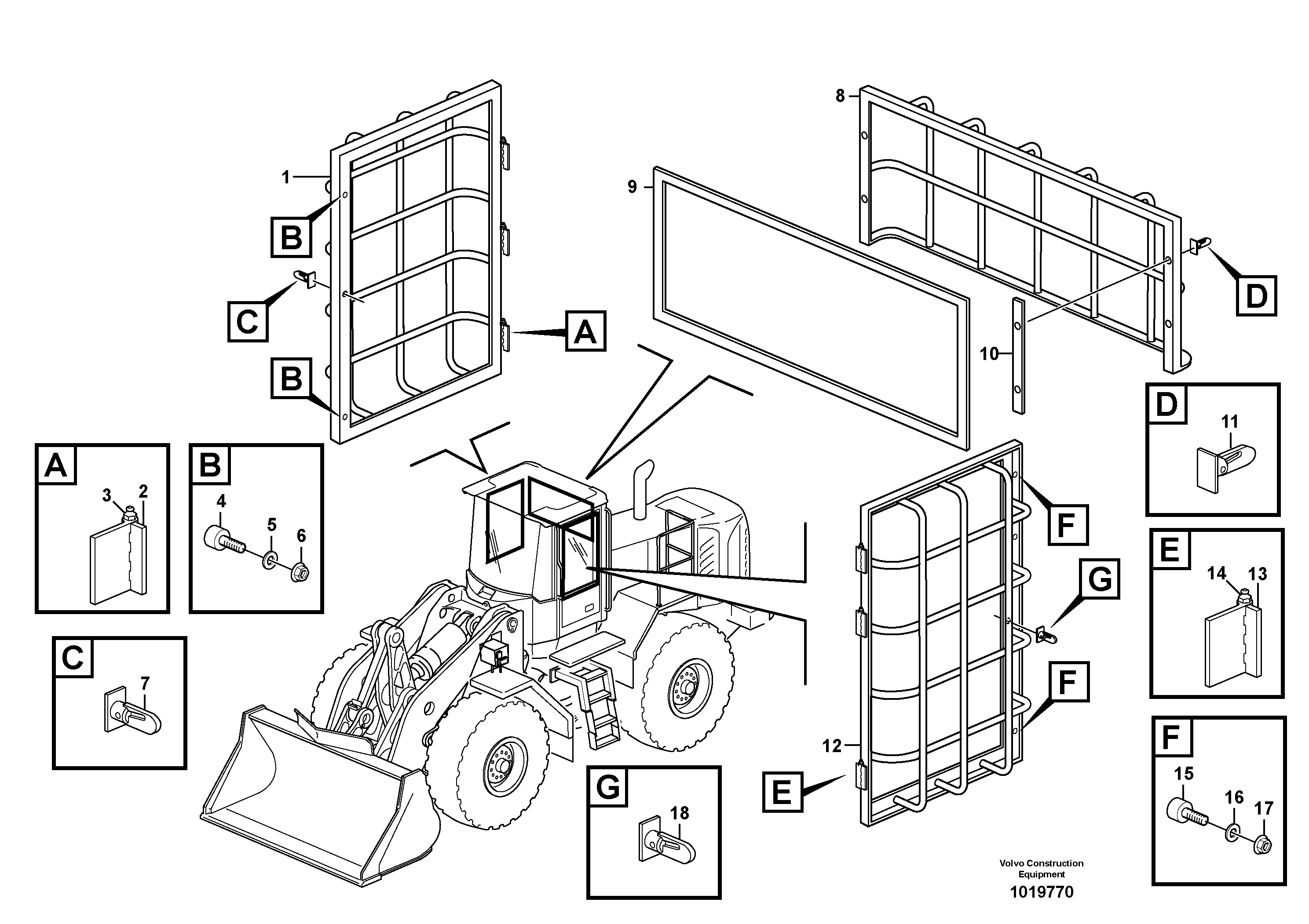 Window guards, side and rear windows. 82719 — volvo parts diagram