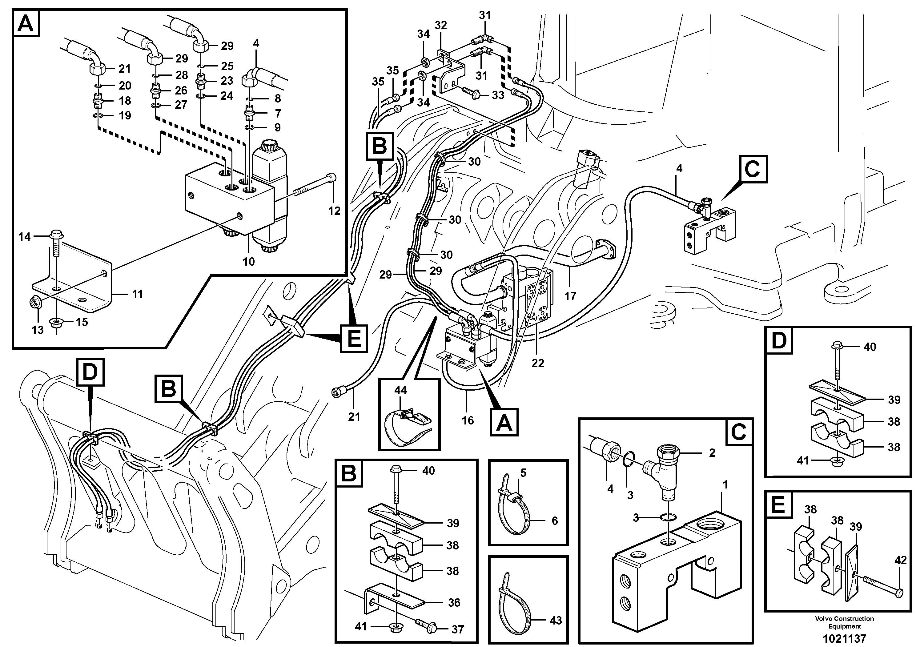 Hydraulic system, attachment bracket.  82580, 82581, 82148 — volvo parts diagram