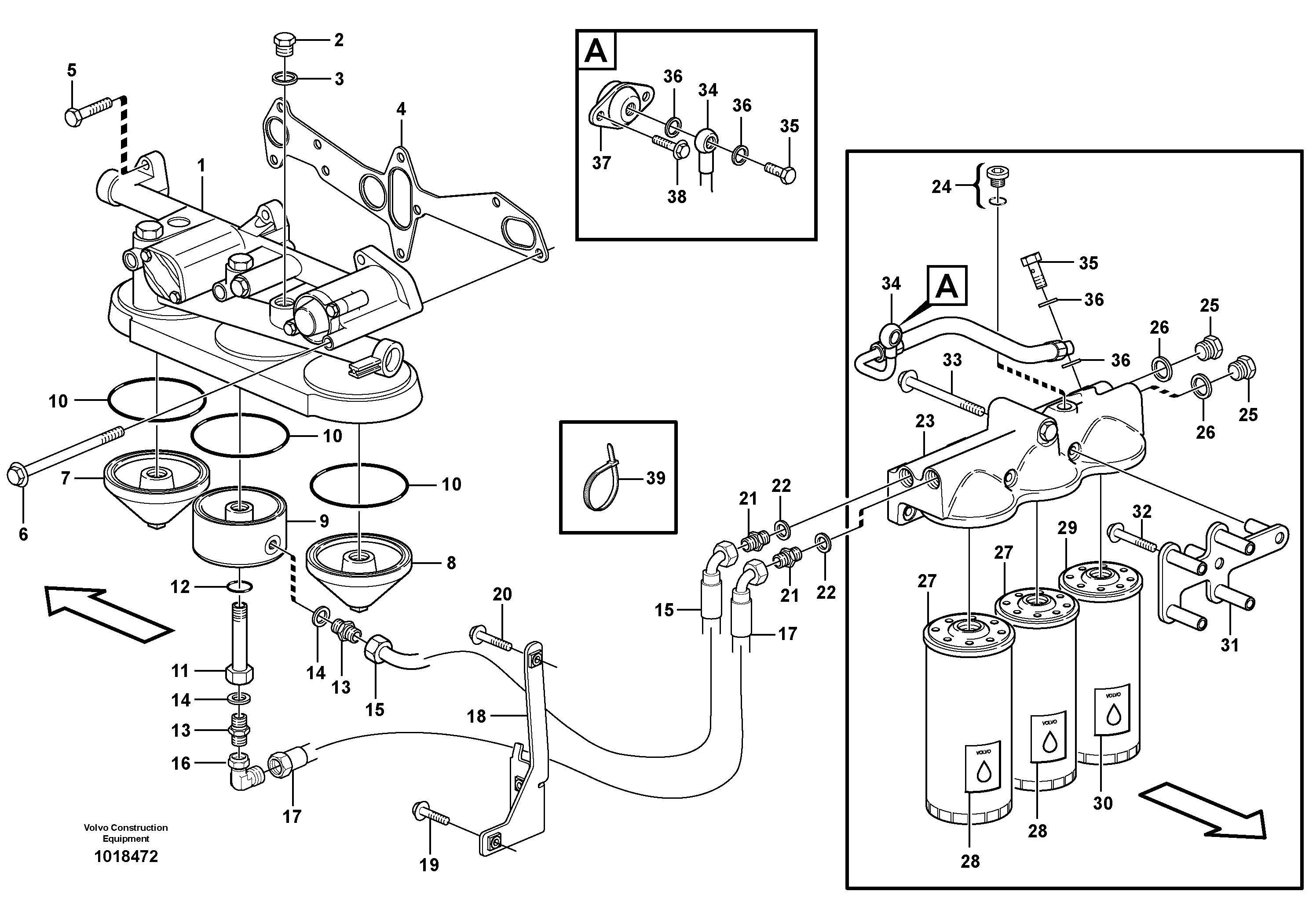 Oil filter with fitting parts — volvo parts diagram