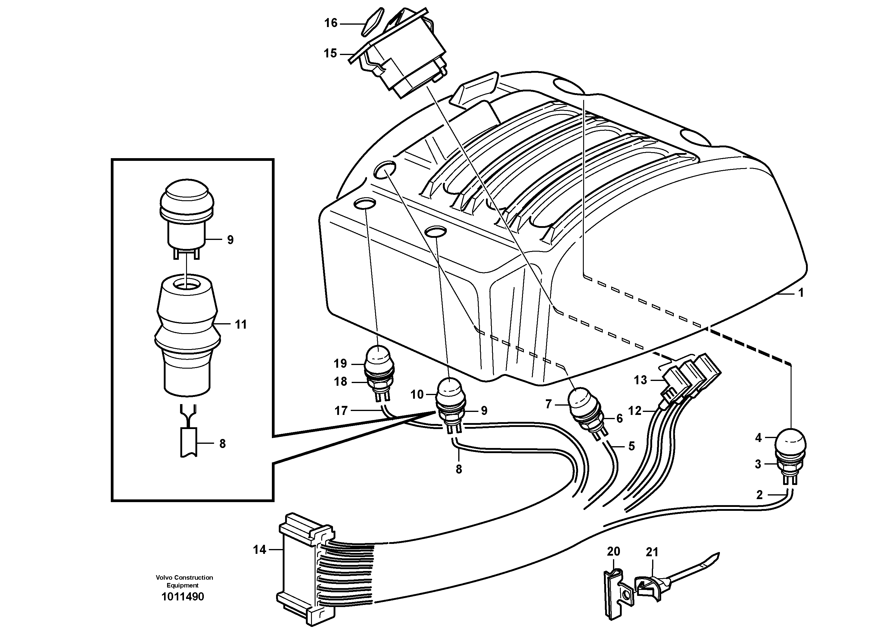 Cable harnesses, gear lever carrier — volvo parts diagram