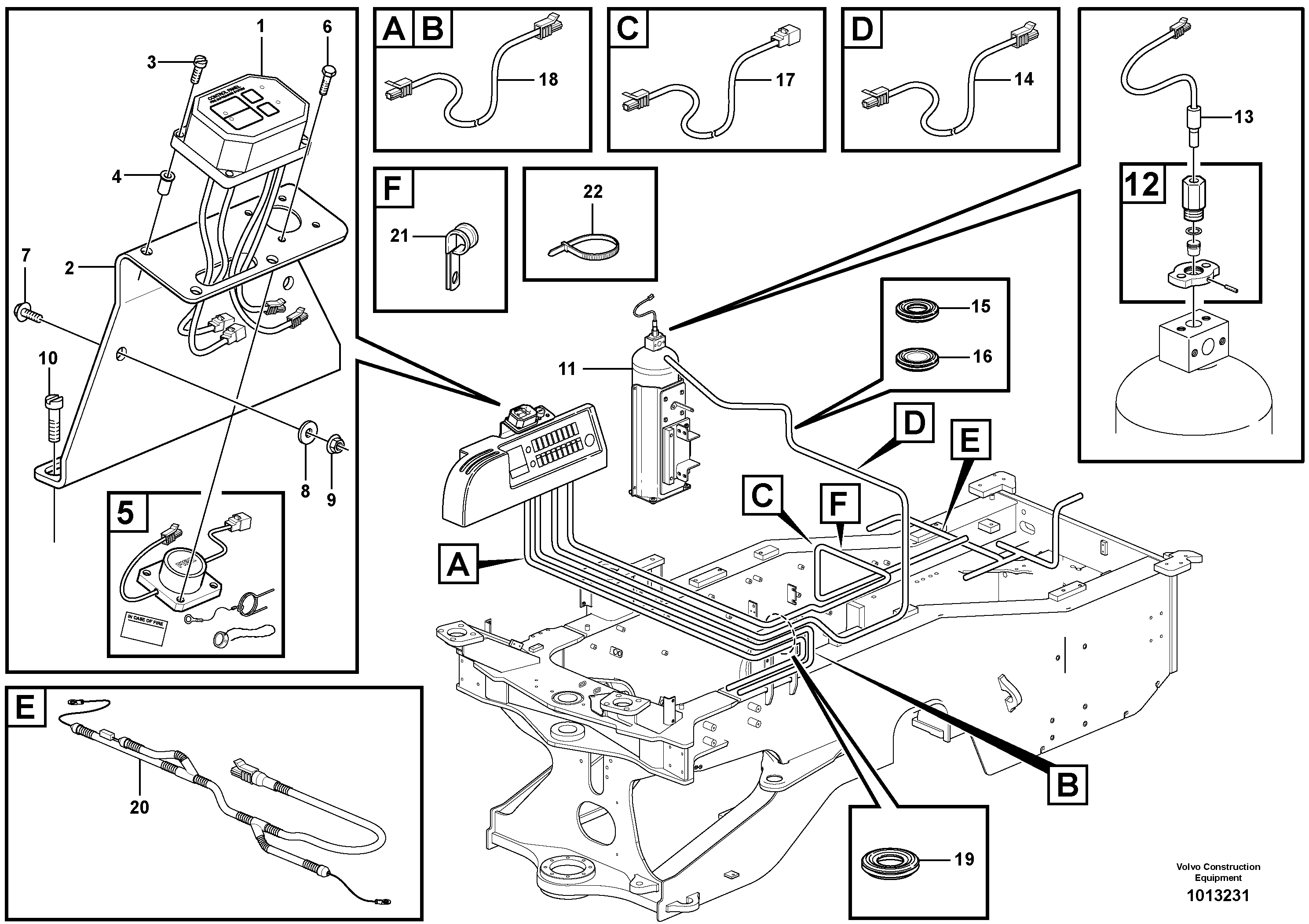 Cable harness, fire extinguishing system, cab  83431 — volvo parts diagram