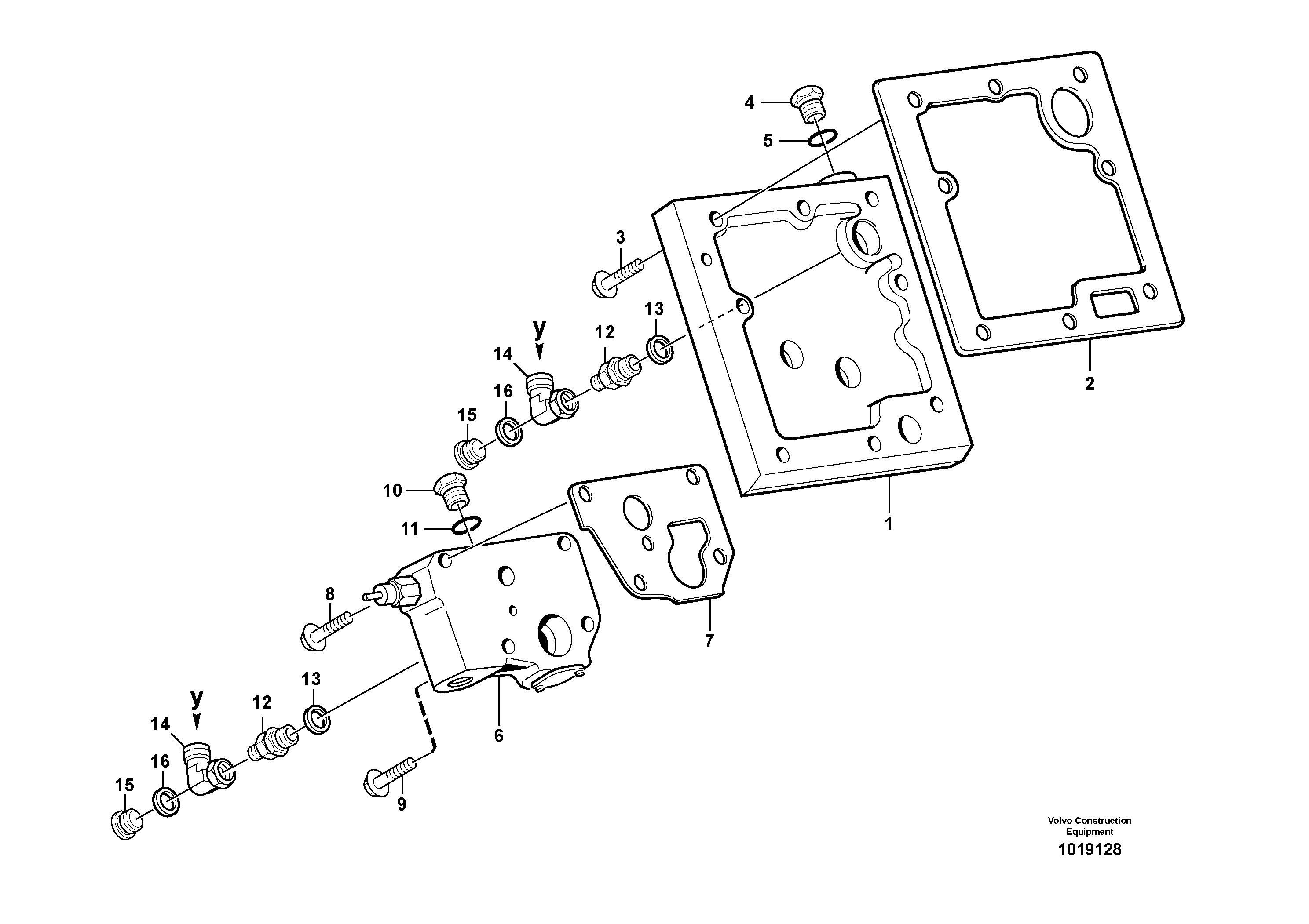 Lubricating oil valve with fitting parts — volvo parts diagram