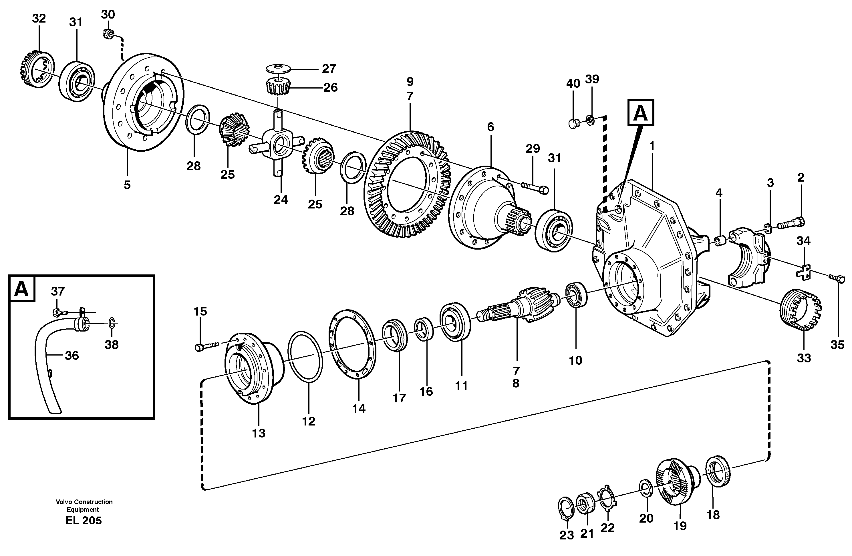 Final drive, front 23881 — volvo parts diagram