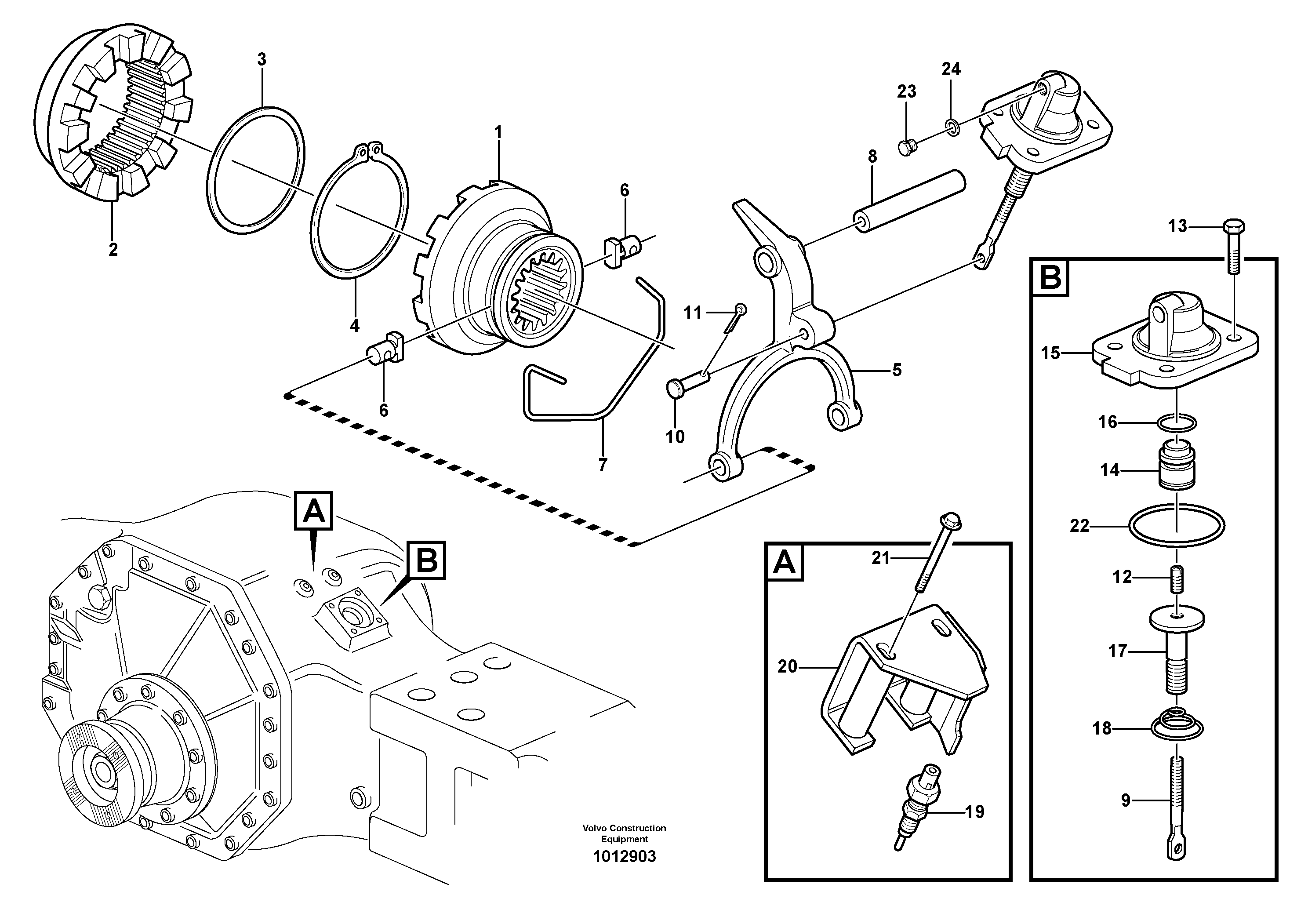 Differential lock 23881 — volvo parts diagram
