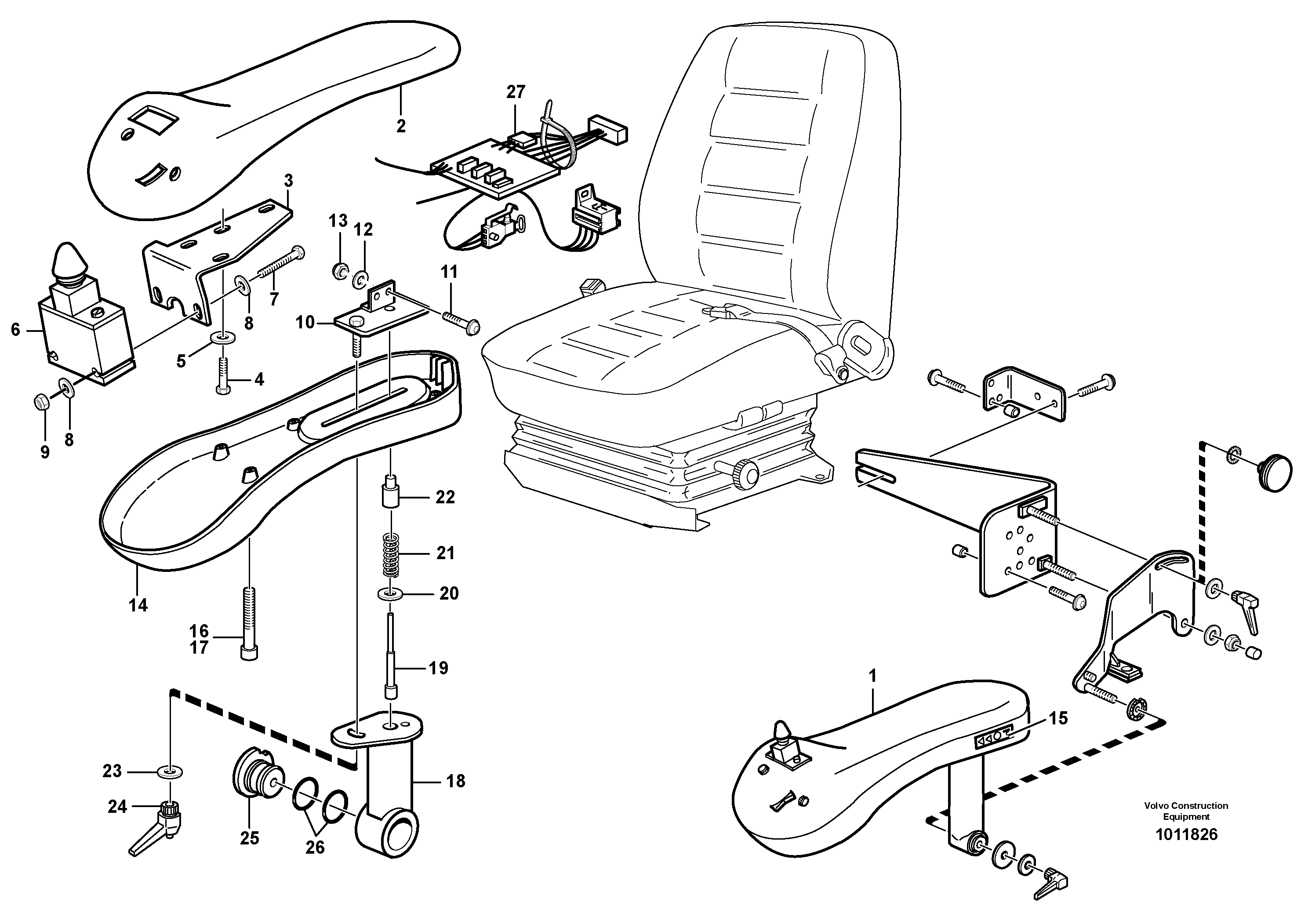 CDC - steering. Arm rest with fitting parts.  80266 — volvo parts diagram