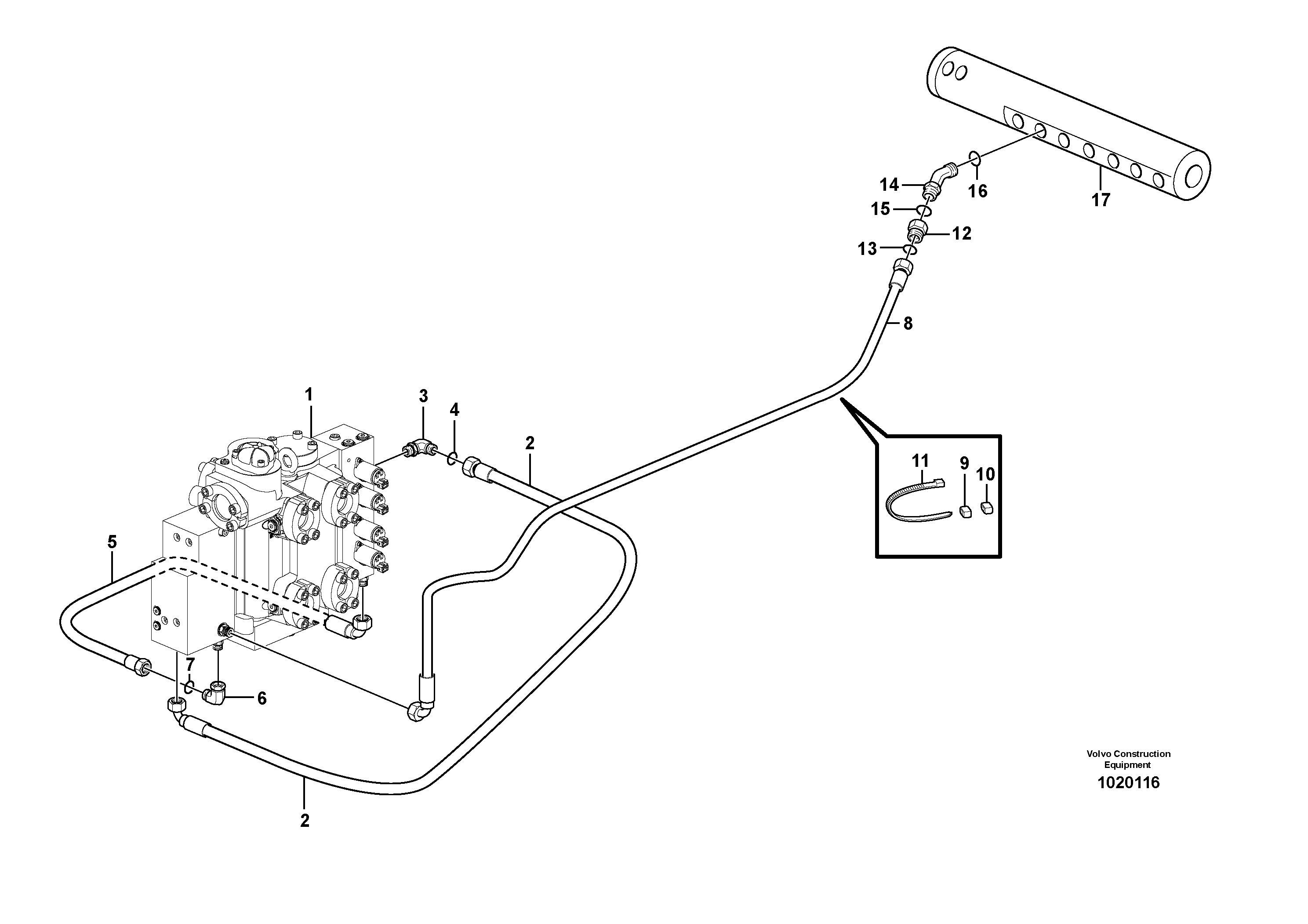 Draining line - control valve — volvo parts diagram
