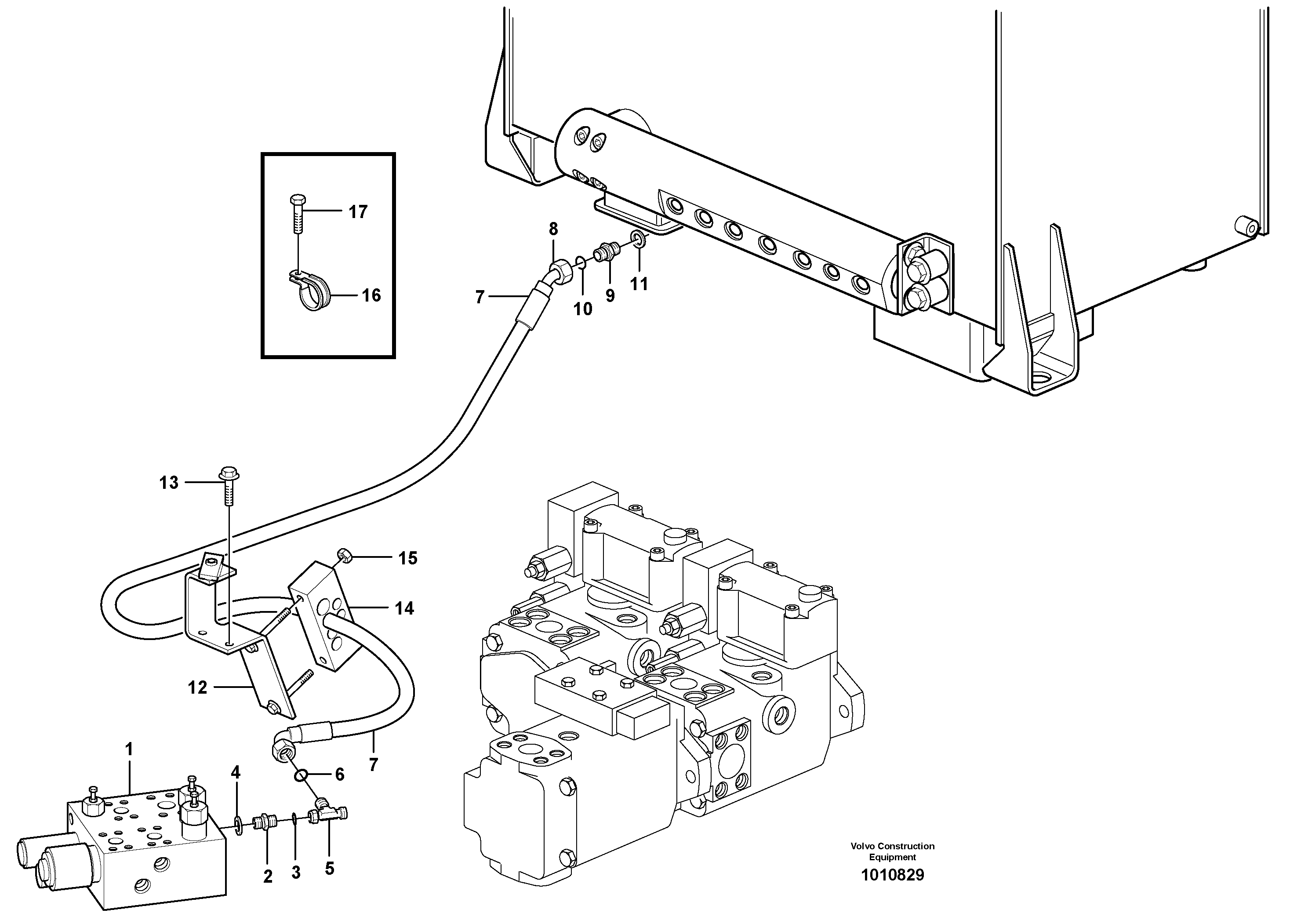 Draining line, central block — volvo parts diagram