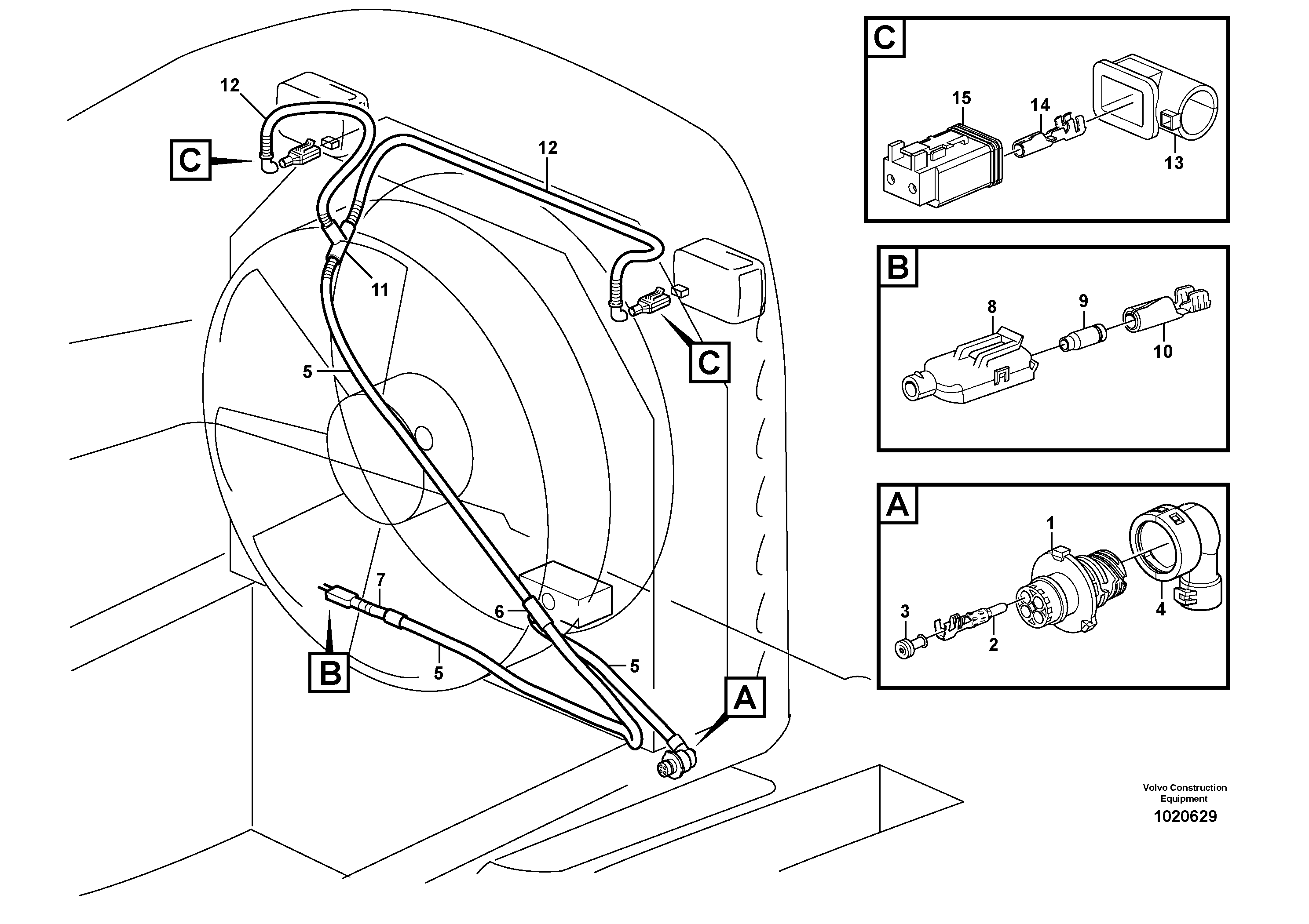 Cable harness, Radiator casing — volvo parts diagram