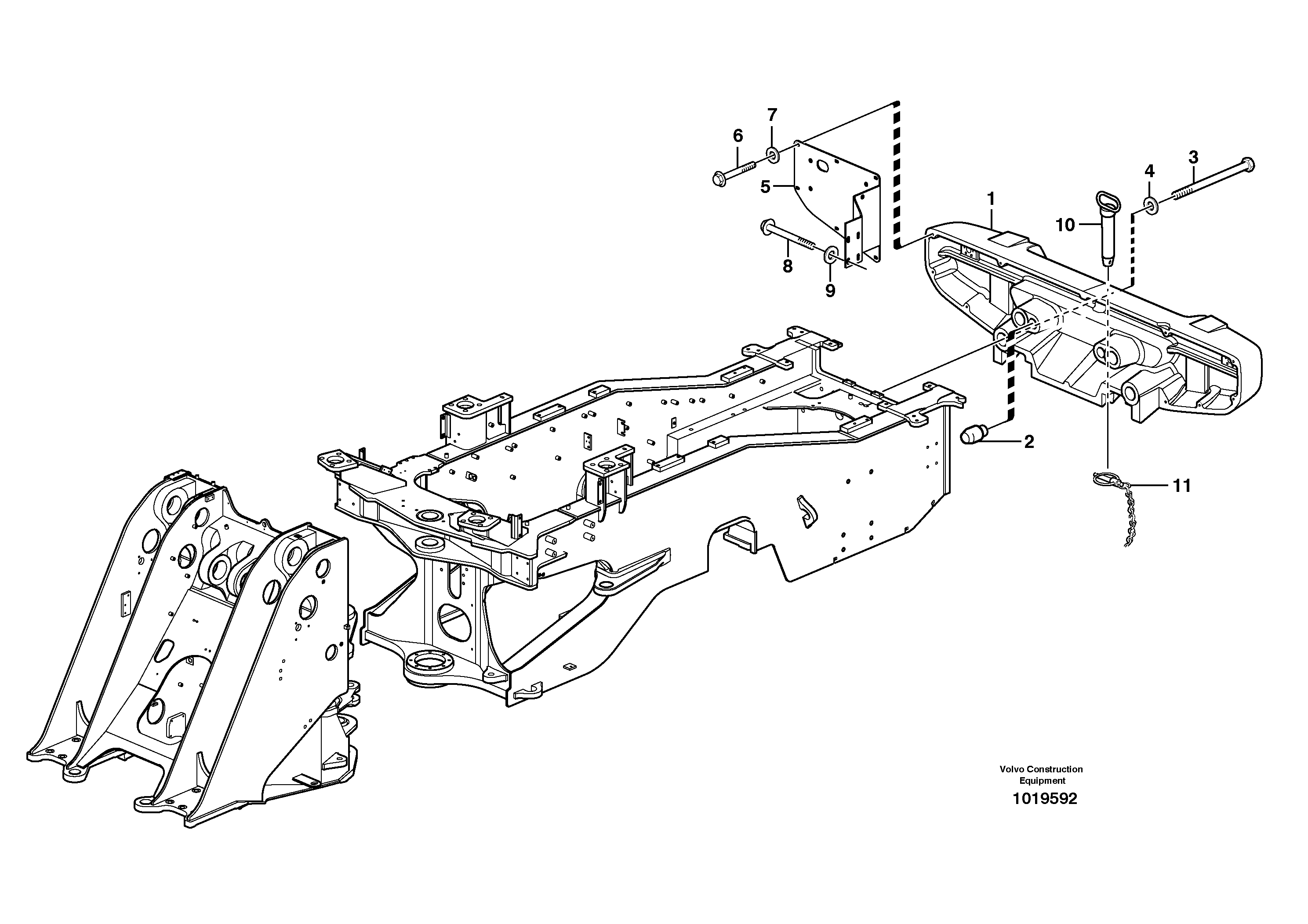 Rear hitch and counterweight — volvo parts diagram