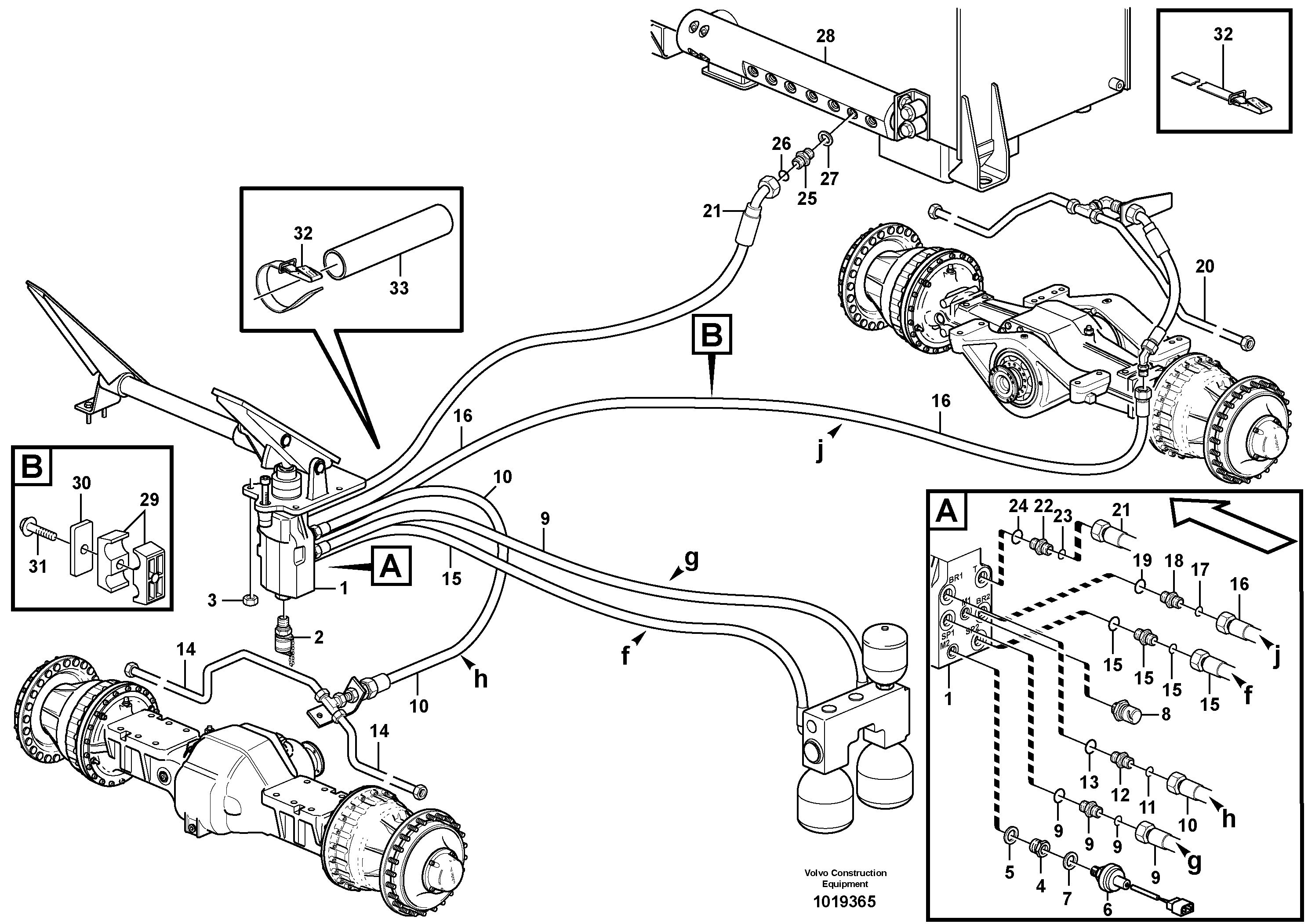 Brake lines, footbrake valve - axles — volvo parts diagram