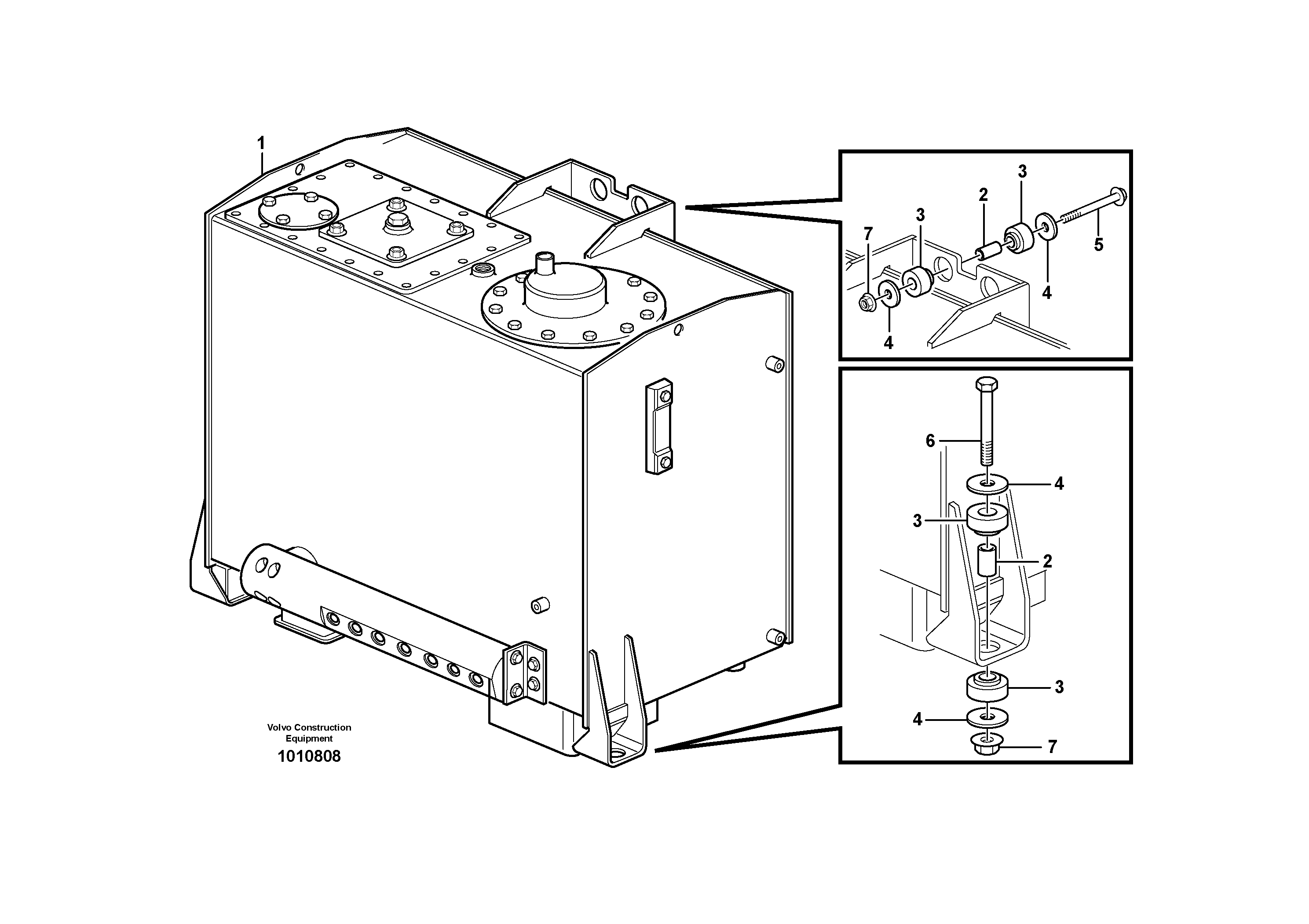 Hydraulic oil tank, with fitting parts — volvo parts diagram