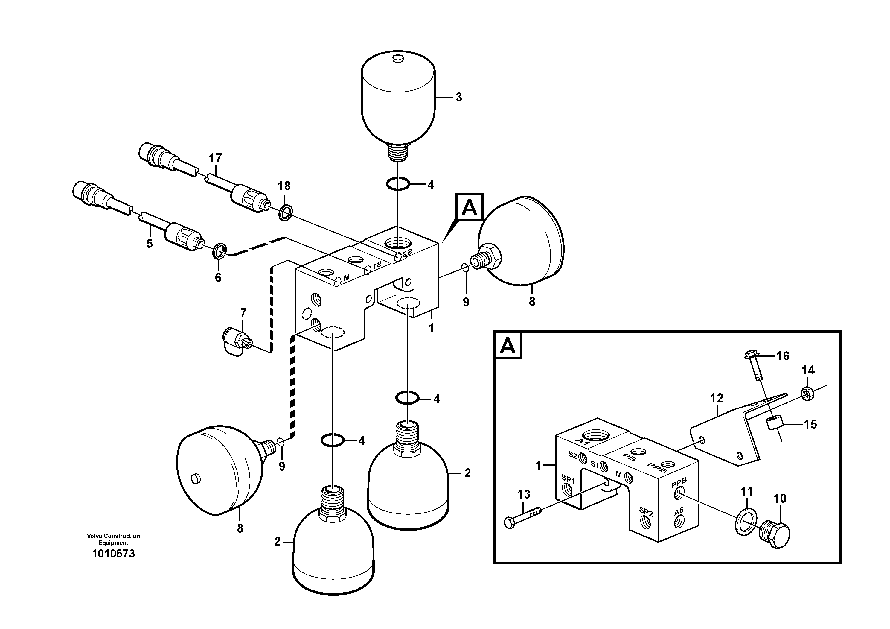 Valve and accumulators — volvo parts diagram