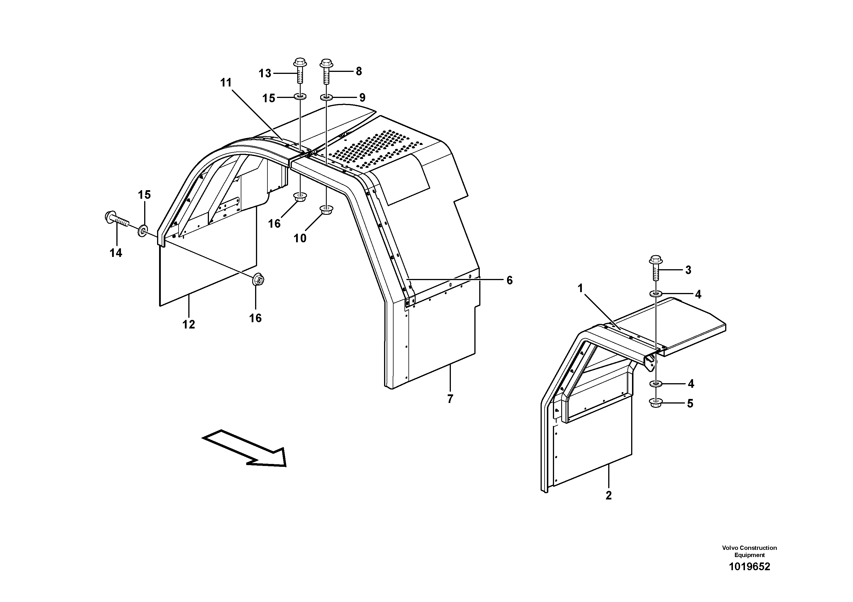 Widener kit for standard mudguards, front/rear. 83082 — volvo parts diagram