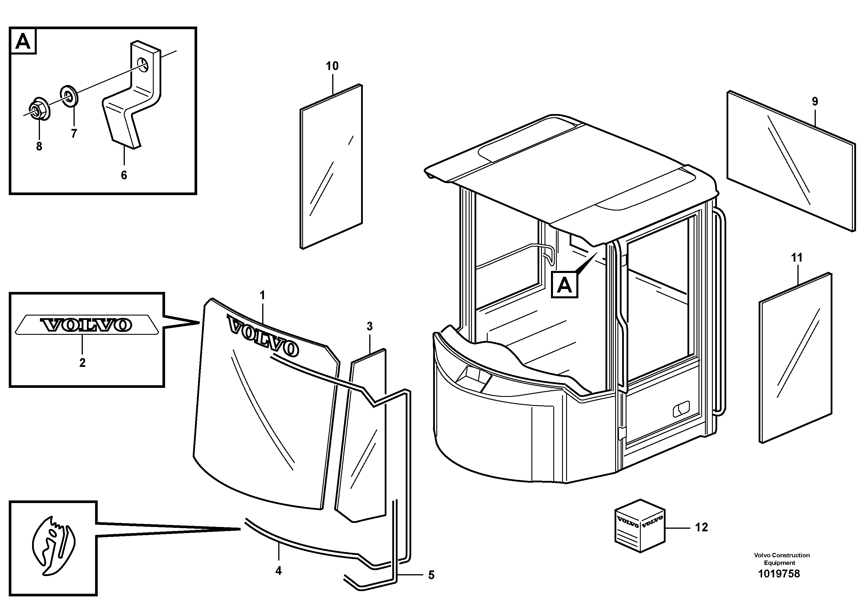 Glass panes — volvo parts diagram