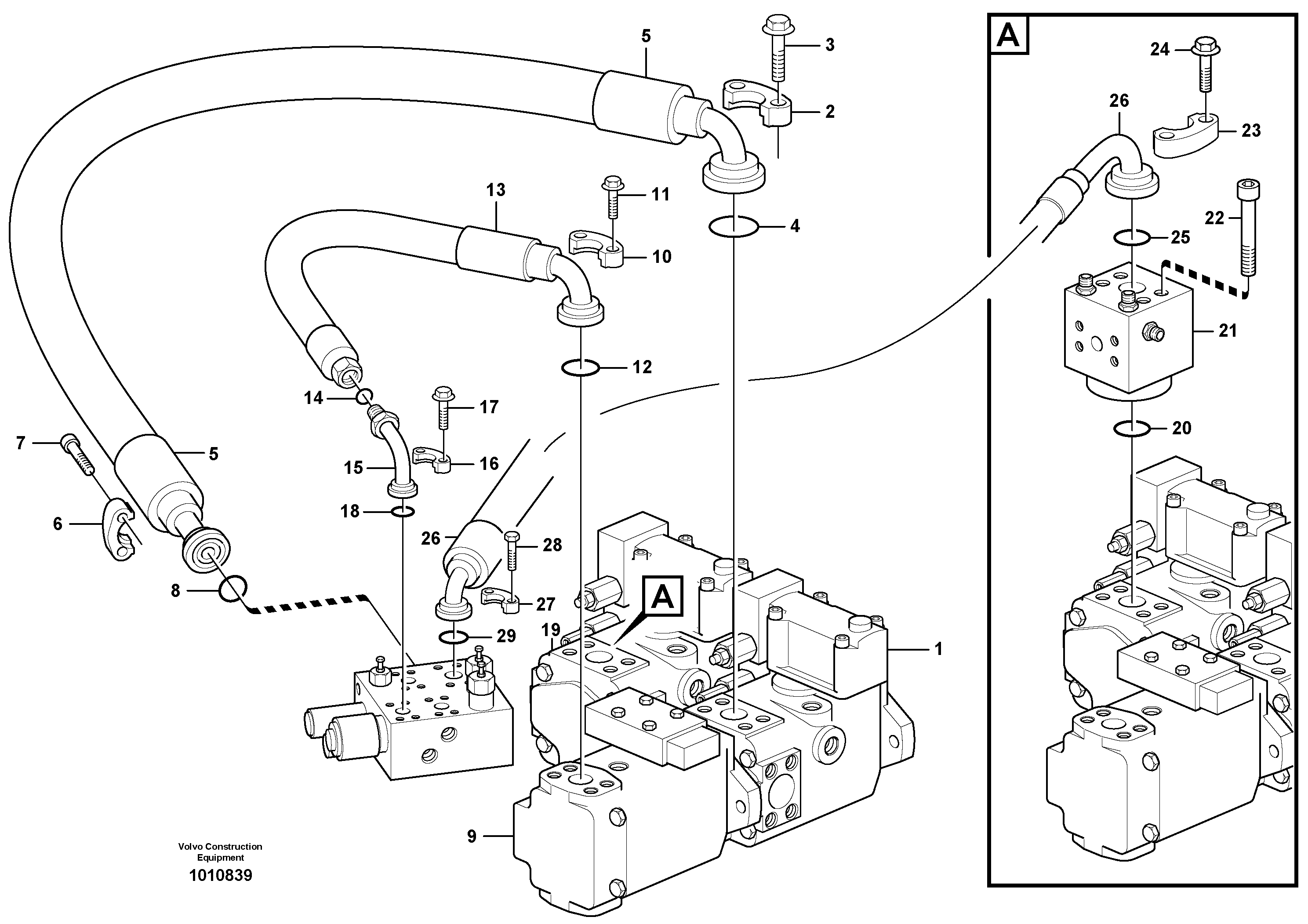 Feed line, pump - central block — volvo parts diagram