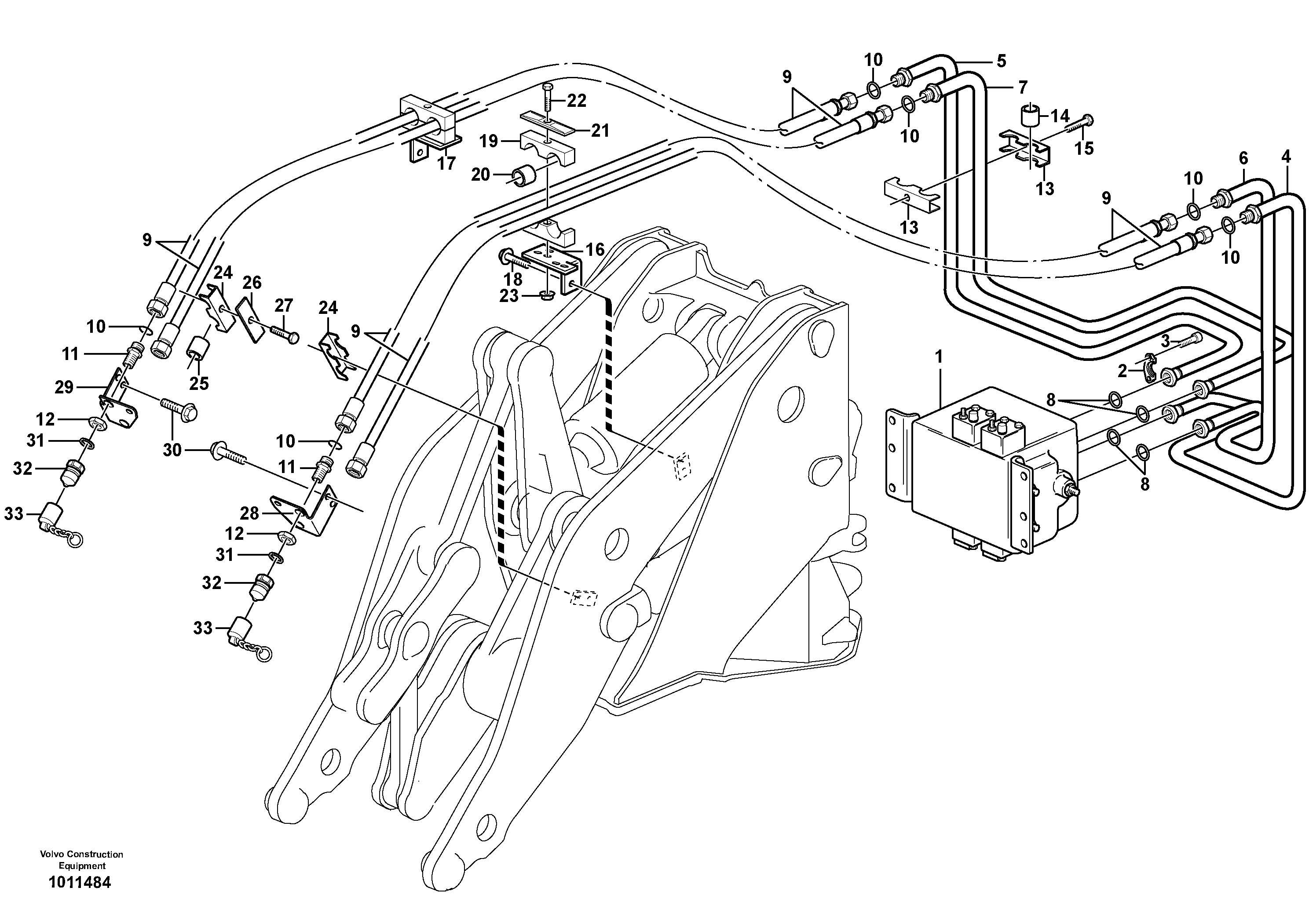 Pressure lines, 3rd and 4th function.  80795, 80907, 82148, 82184 — volvo parts diagram