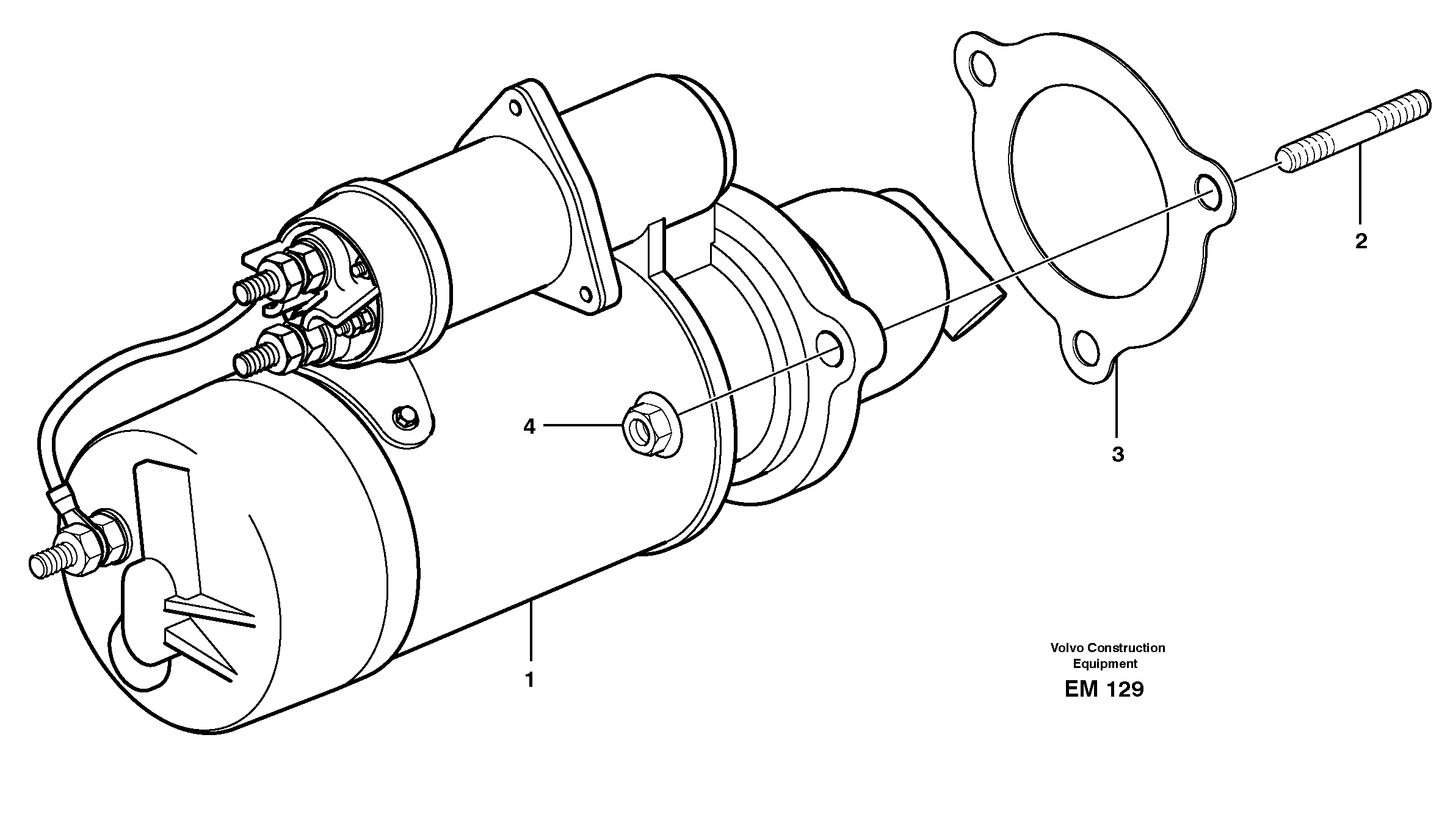 Starter motor with assembling details — volvo parts diagram