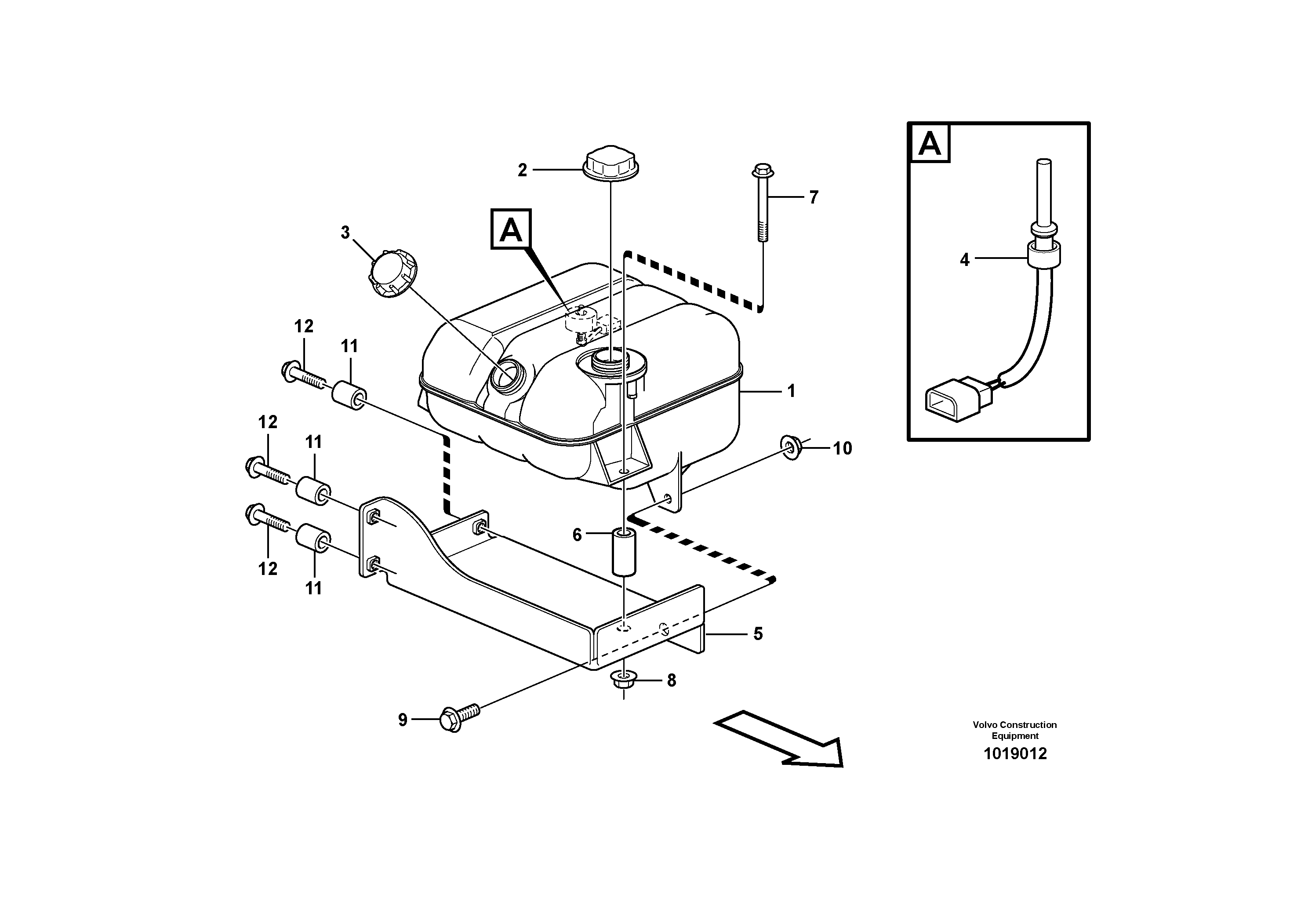 Expansion tank with fitting parts — volvo parts diagram