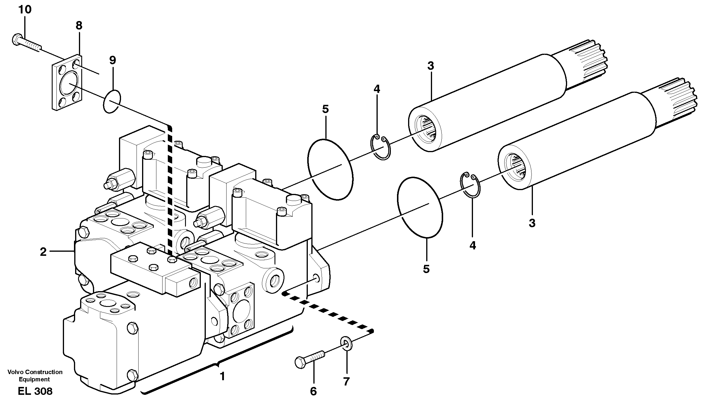 Hydraulic pump with fitting parts — volvo parts diagram