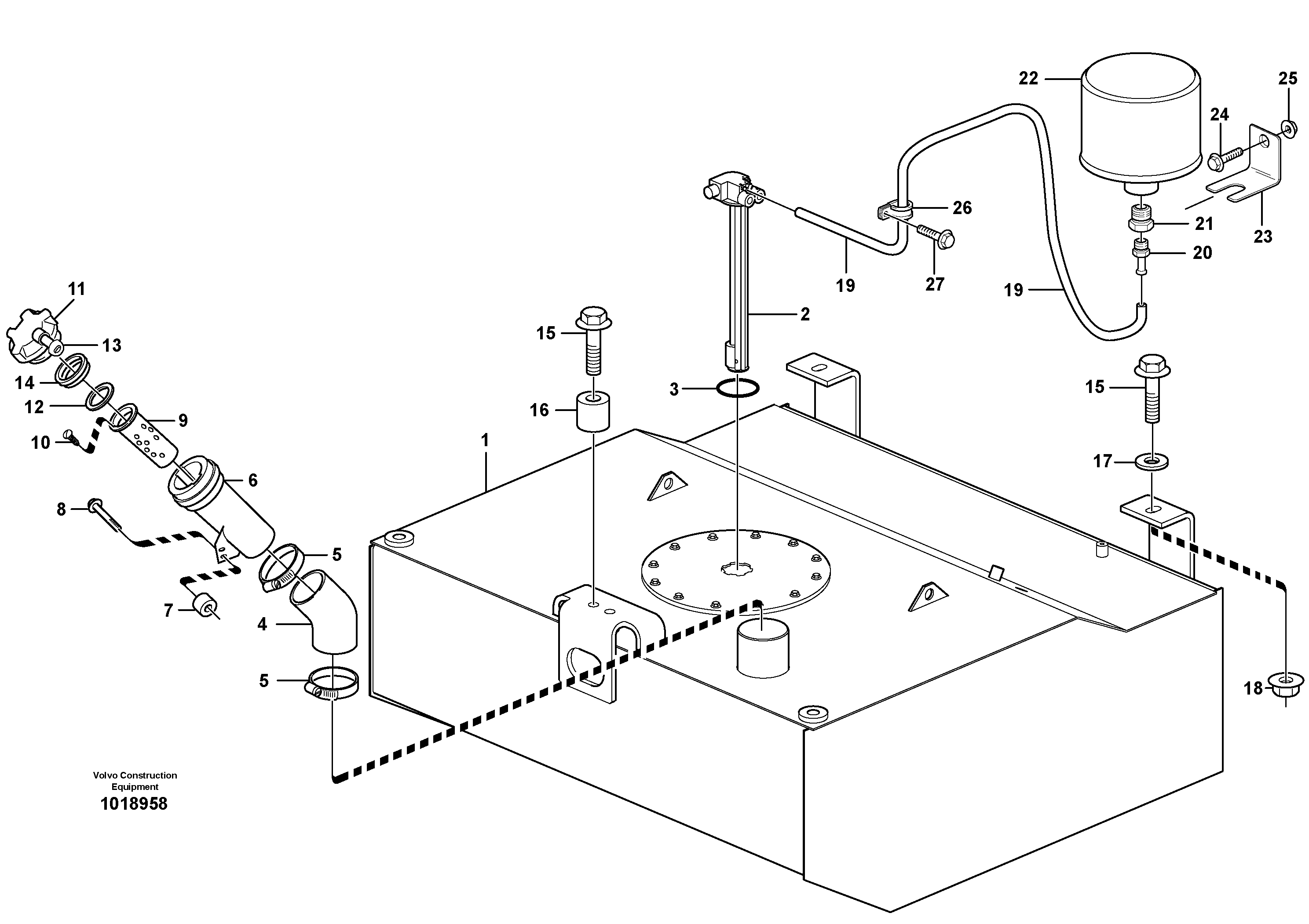 Fuel tank with fitting parts — volvo parts diagram