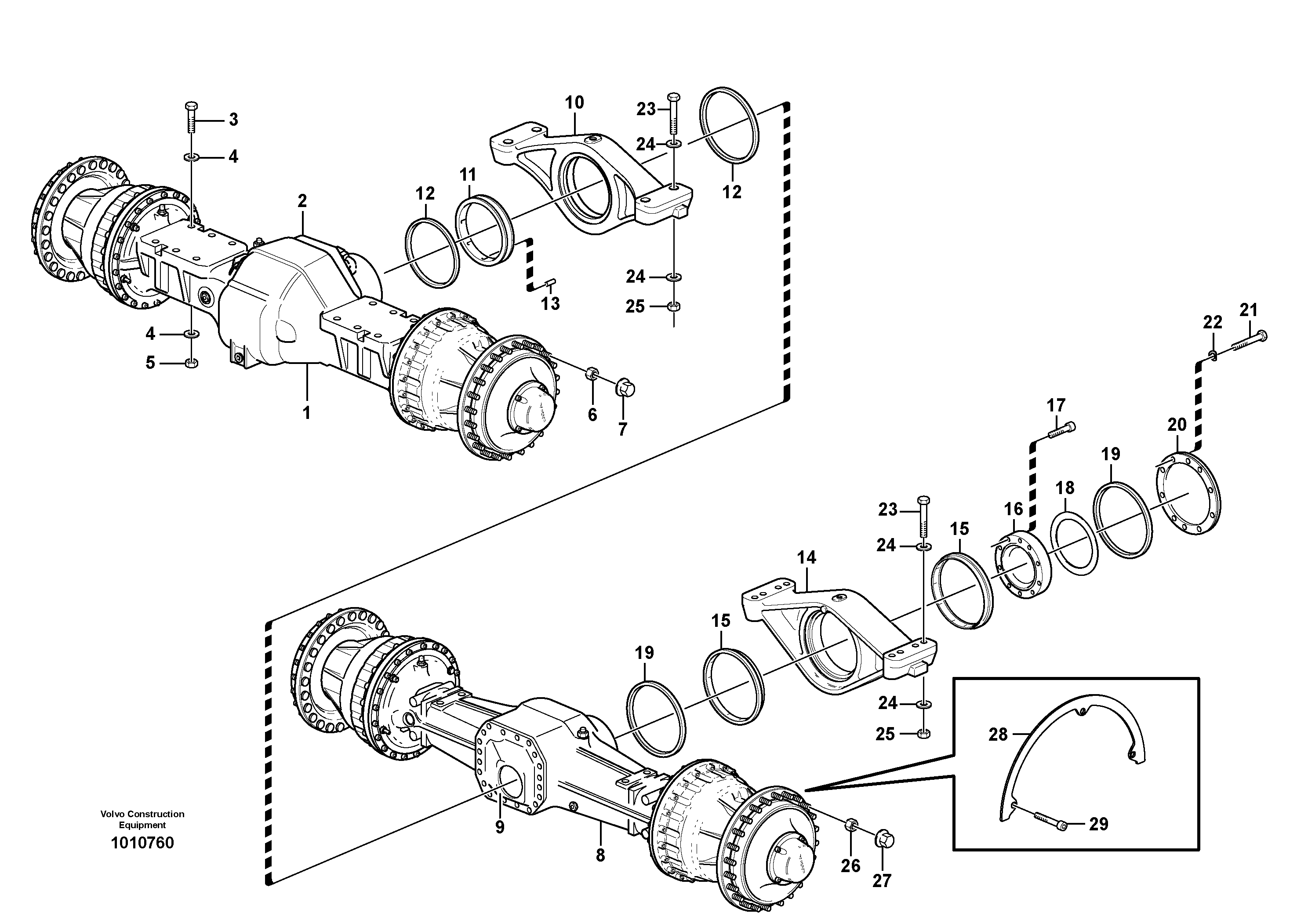 Planet axles with fitting parts — volvo parts diagram