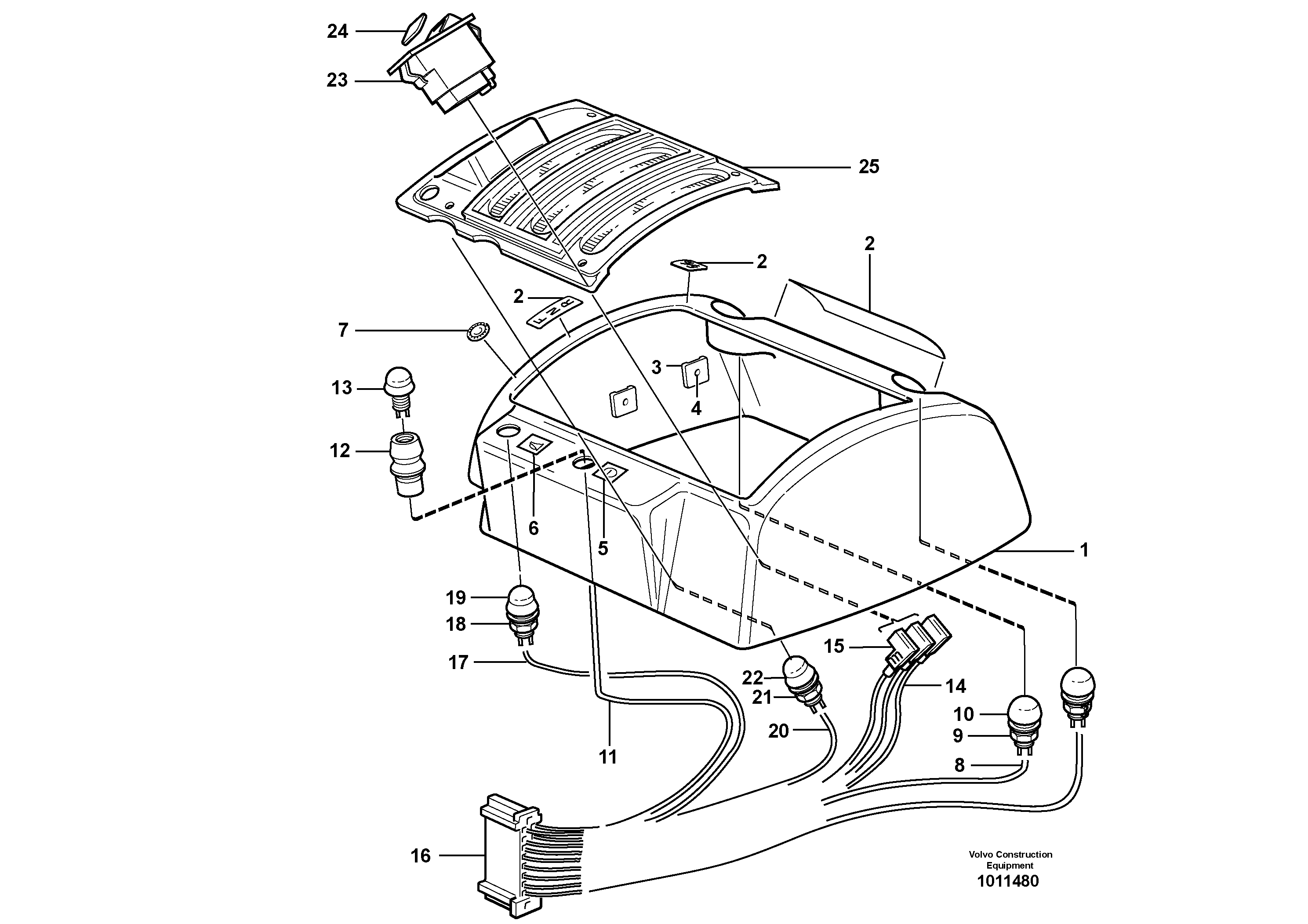 Cable harnesses, gear lever carrier  80907 — volvo parts diagram