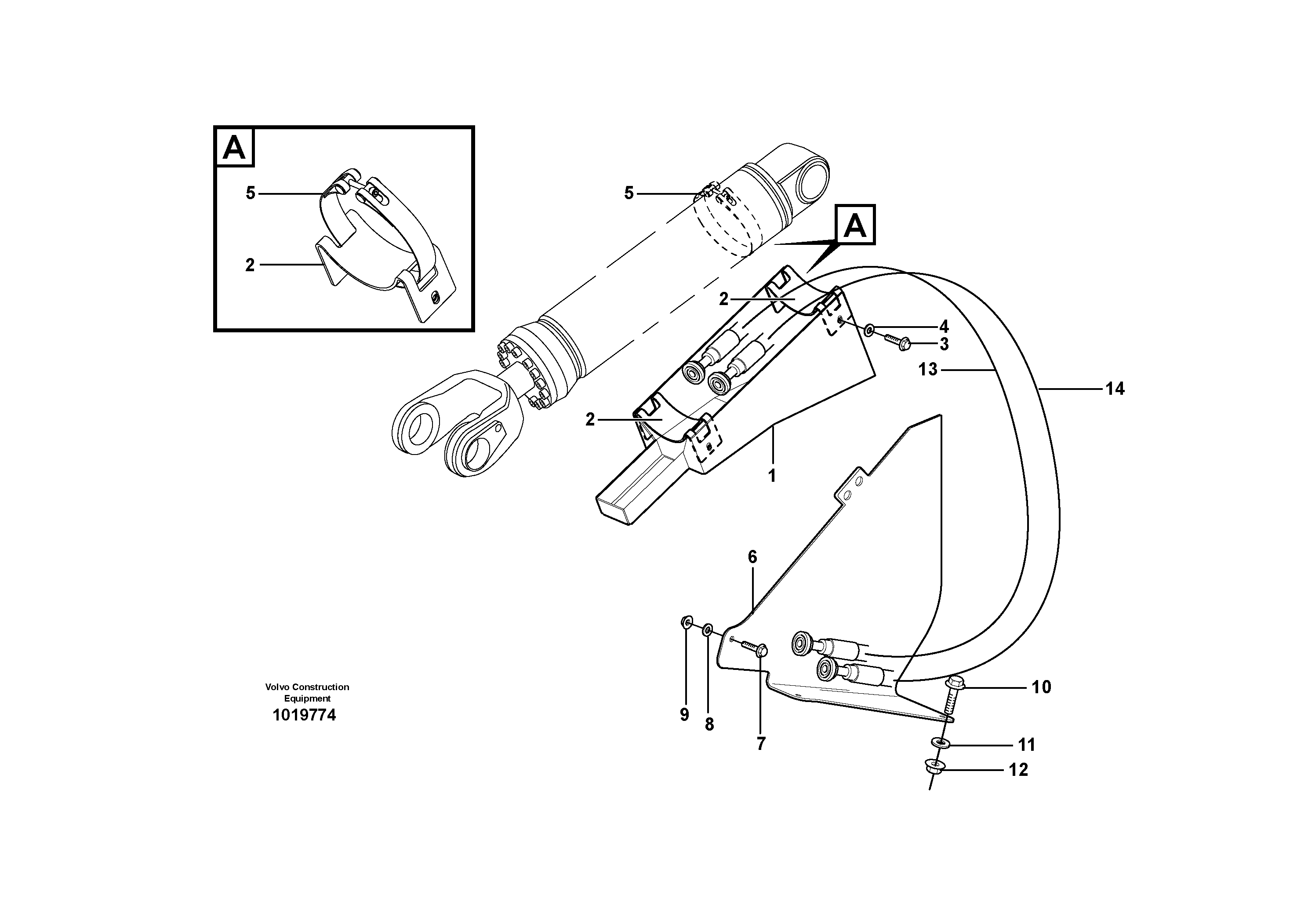 Hose protection, lift cylinder 82219 — volvo parts diagram