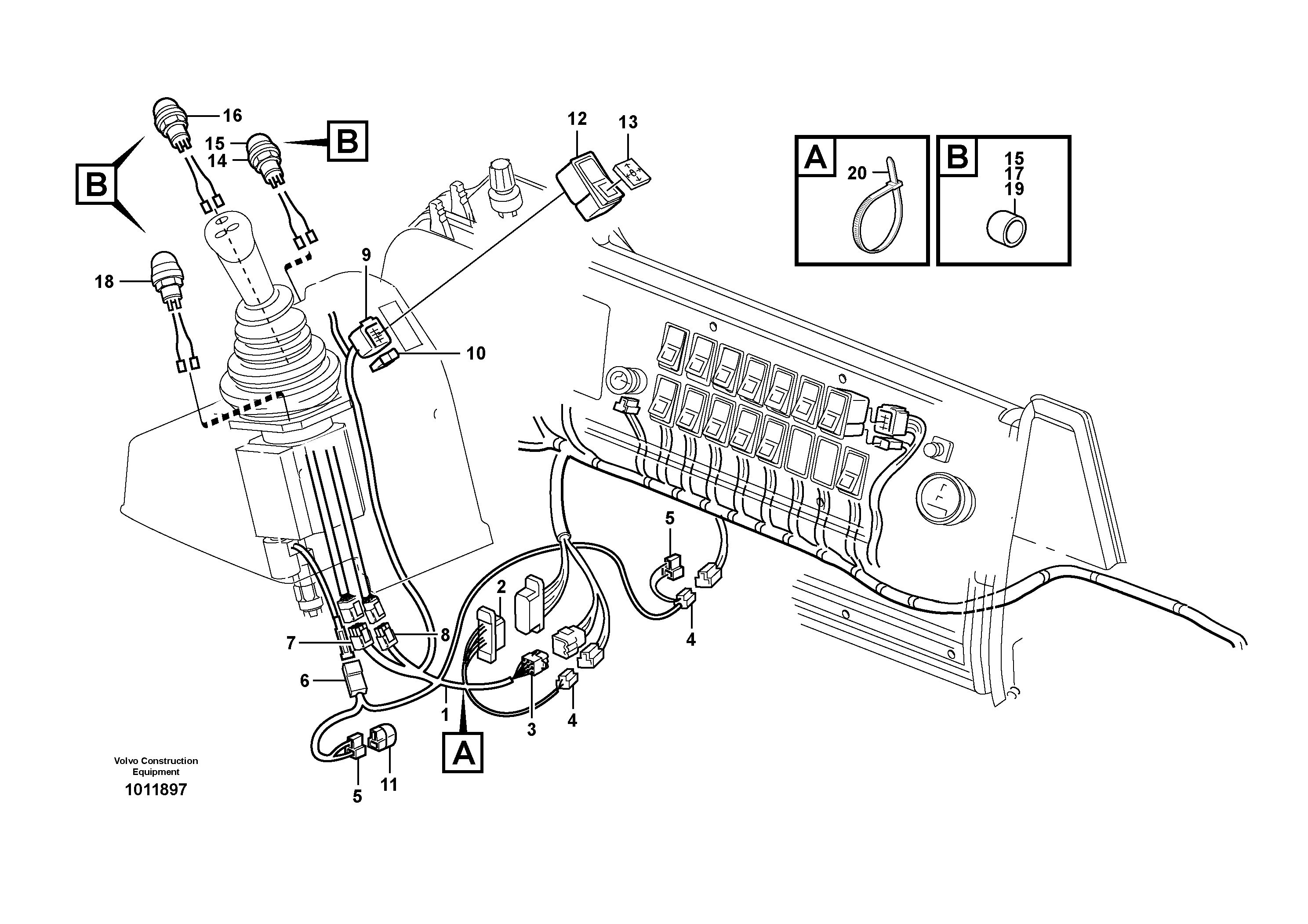 Cable harnesses, single lever control.  82325, 82326 — volvo parts diagram