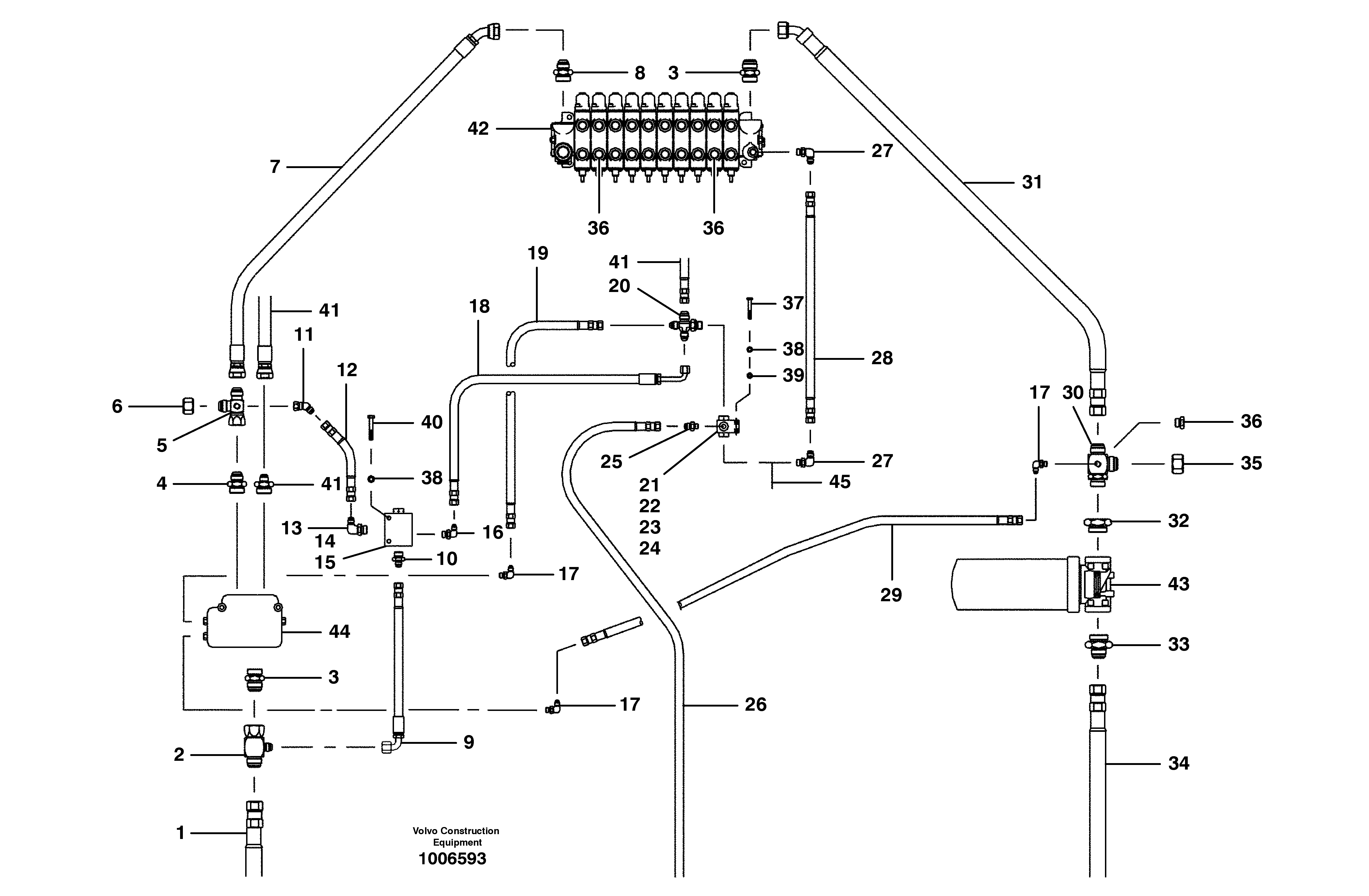 Main Hydraulic circuit - front — volvo parts diagram