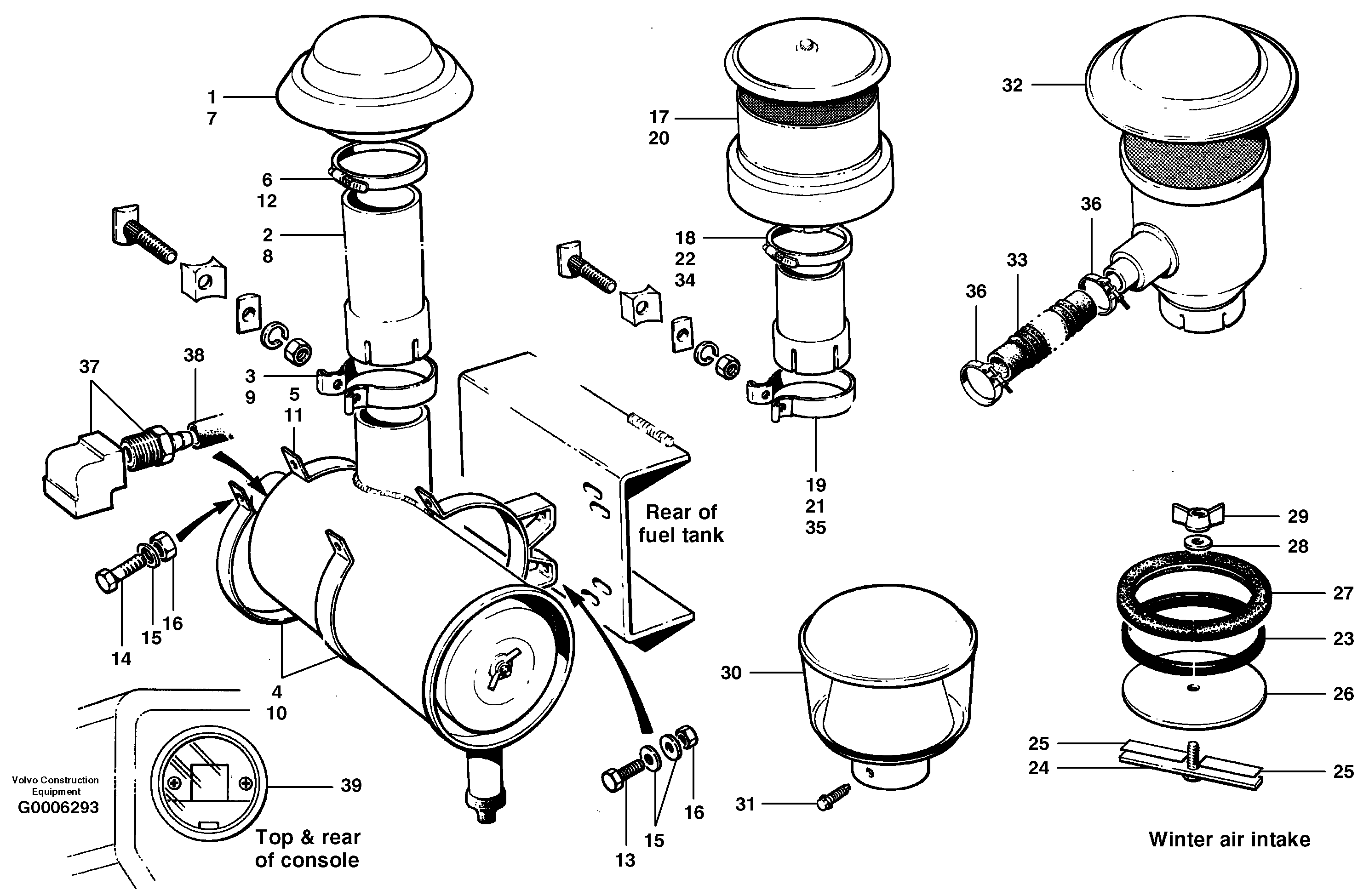 Air cleaner installation - non VHP  S/N 33000 - 33551 — volvo parts diagram