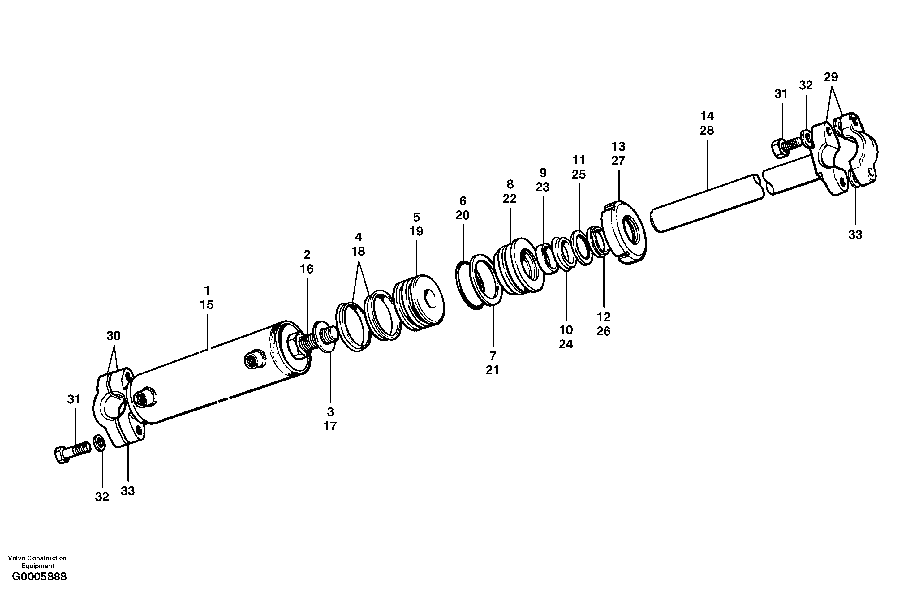 Circle shift cylinder  MODEL G710 - G740 S/N 33000 - 33059 — volvo parts diagram