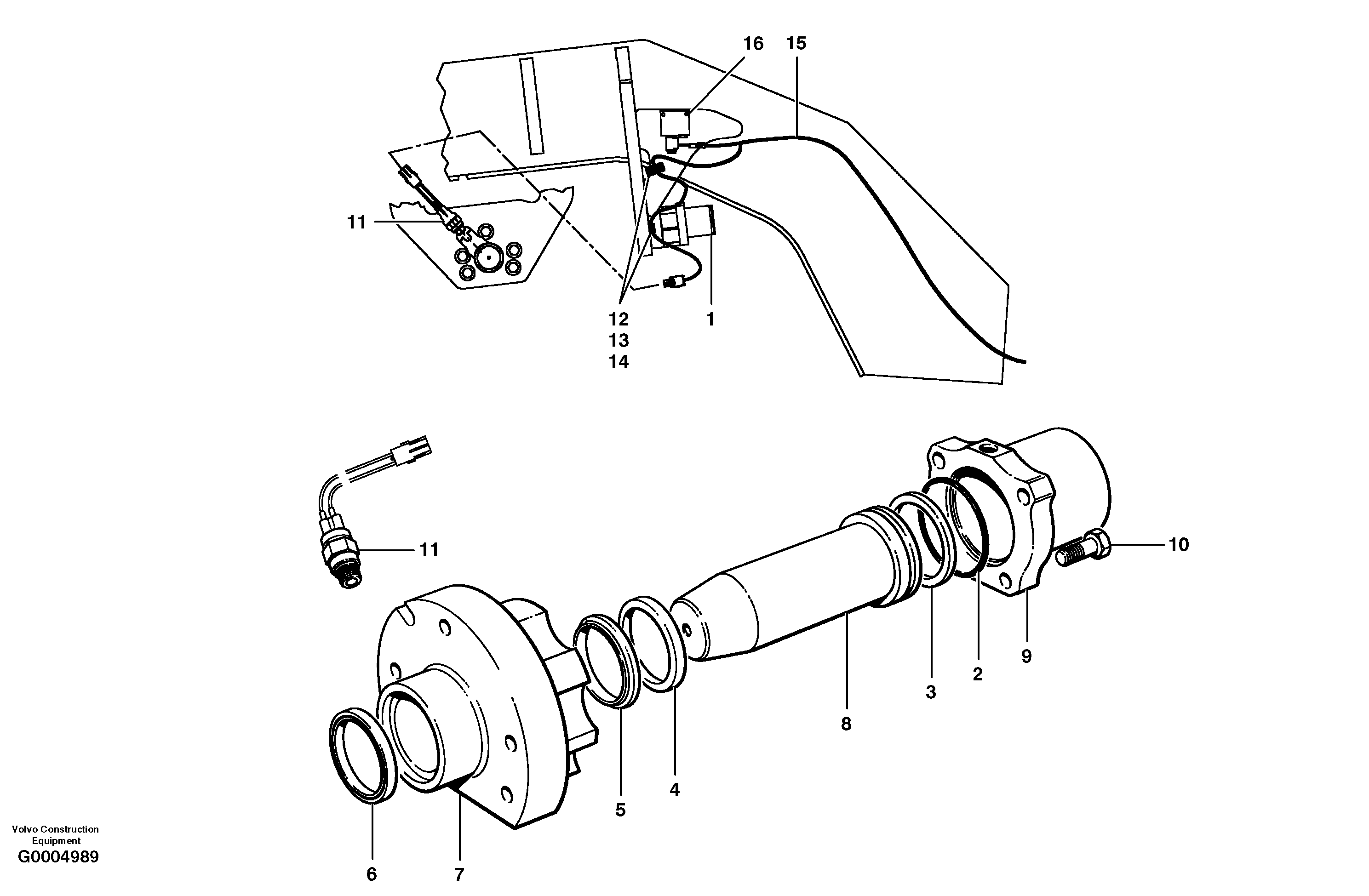 Lock cylinder and wiring harness - MBCS/HMBCS — volvo parts diagram
