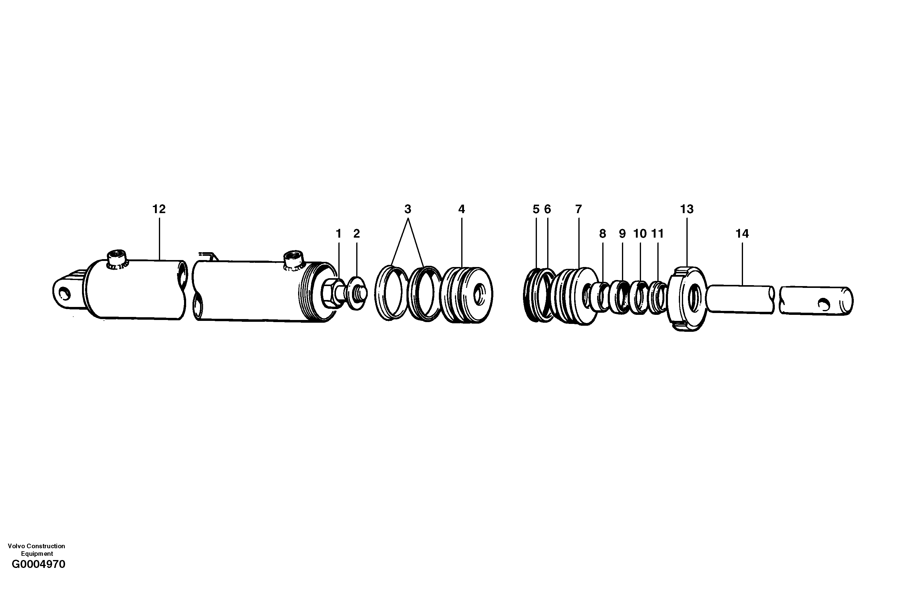 Scarifier cylinder  S/N 33000 - 33059 — volvo parts diagram