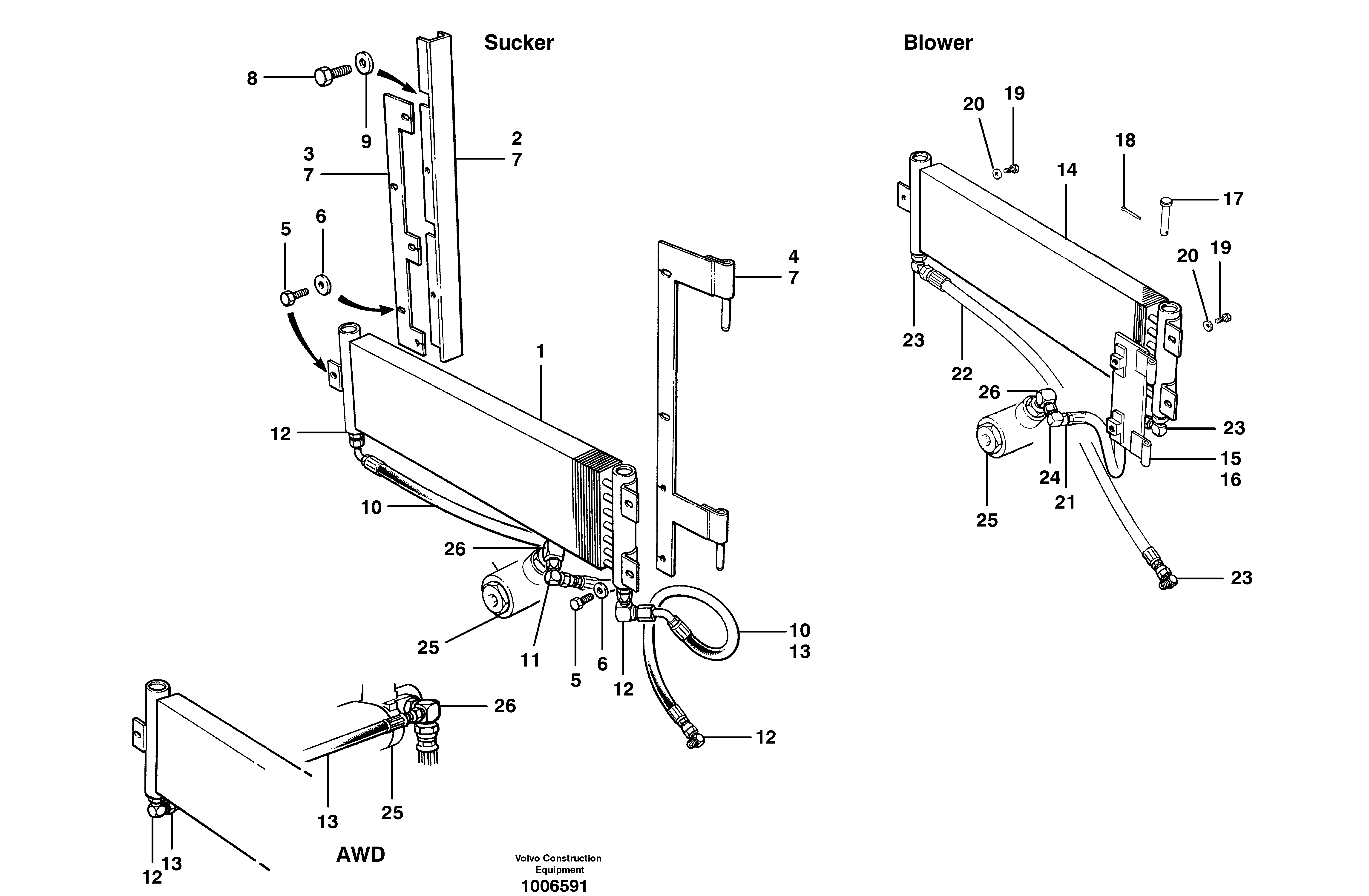Main Hydraulic oil cooler — volvo parts diagram