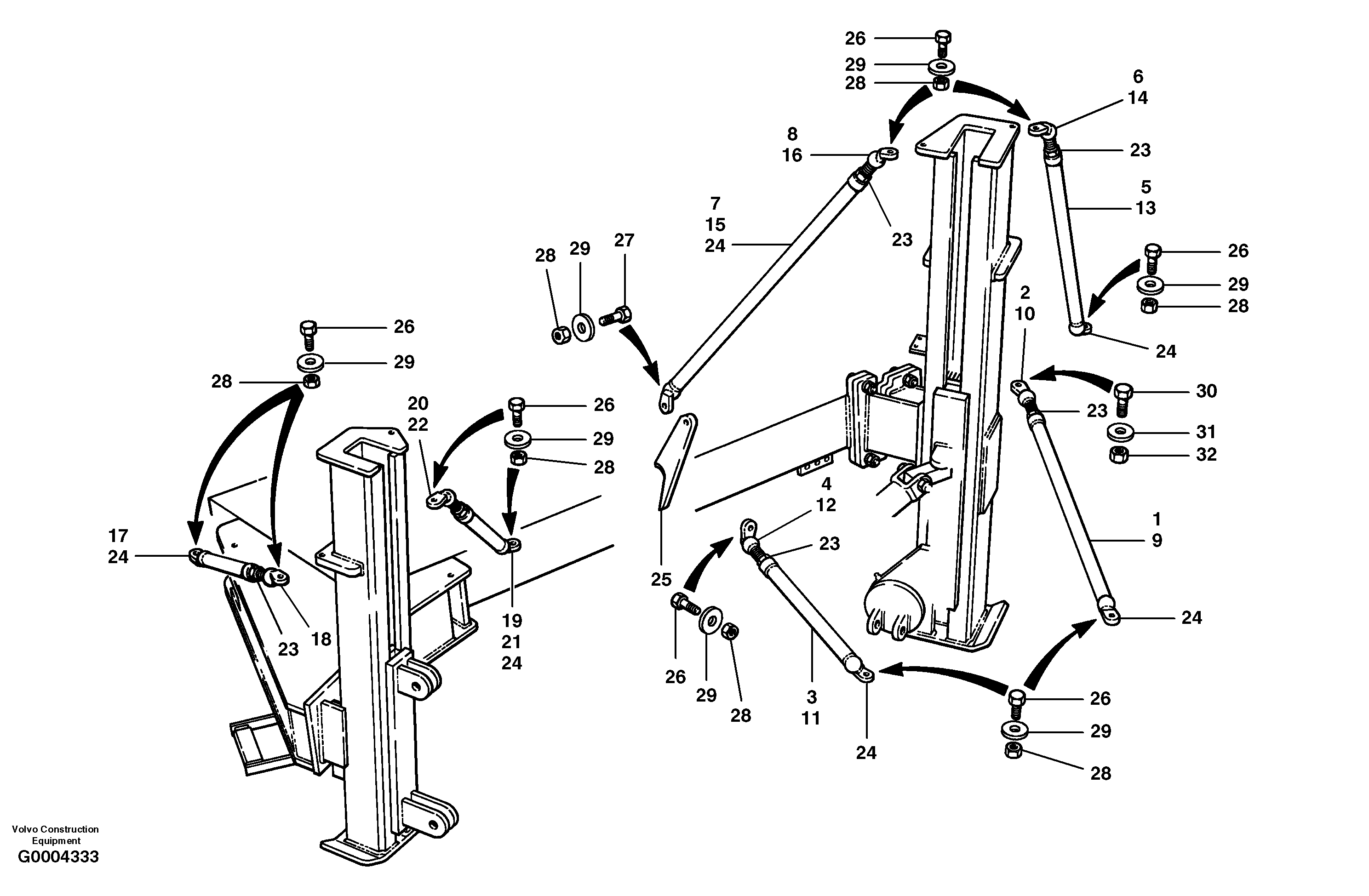Hi-bank wing braces - hydraulic wing — volvo parts diagram