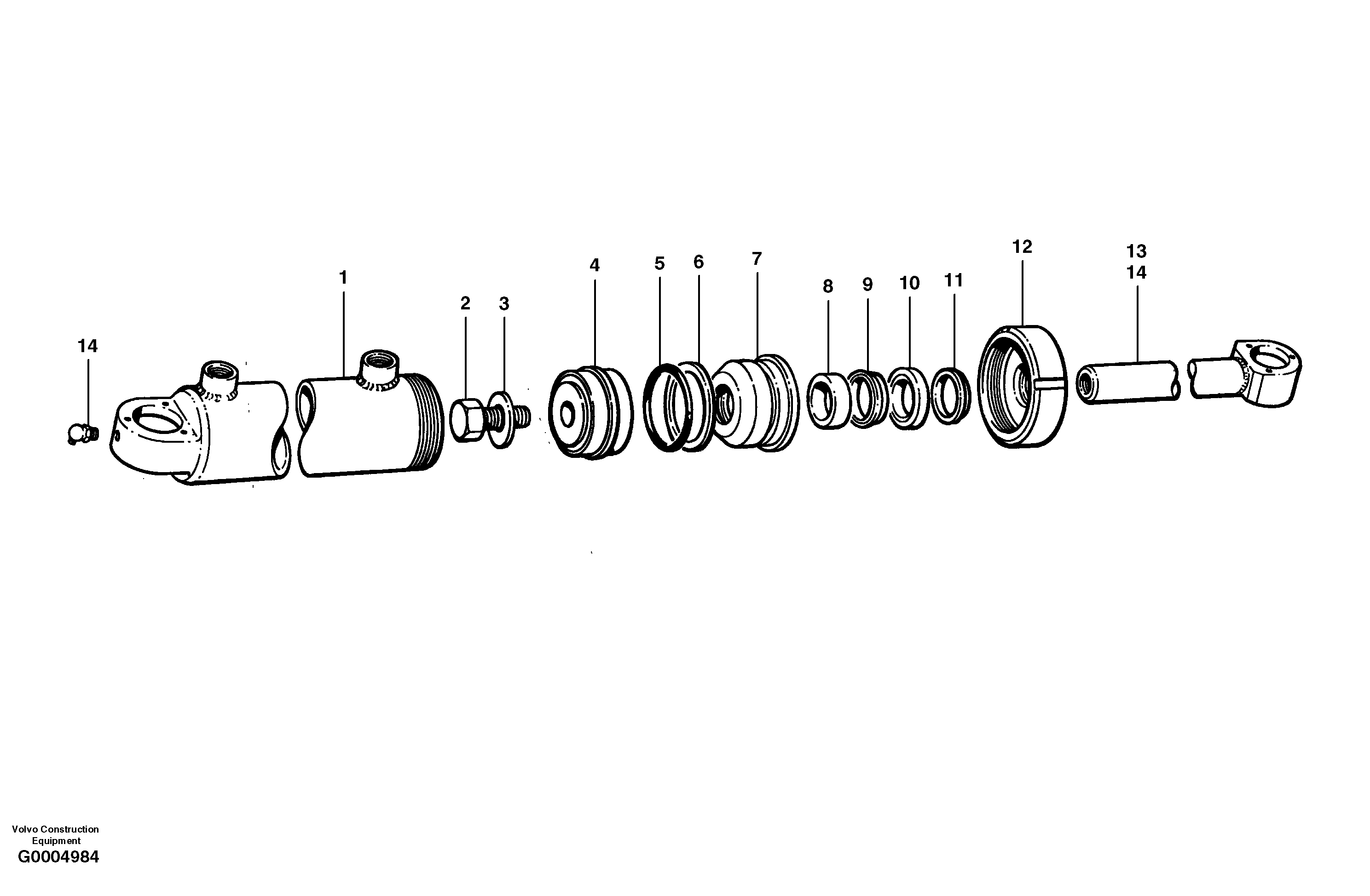 Circle turn cylinders  MODEL G710 - G740 S/N 33000 - 33059 — volvo parts diagram