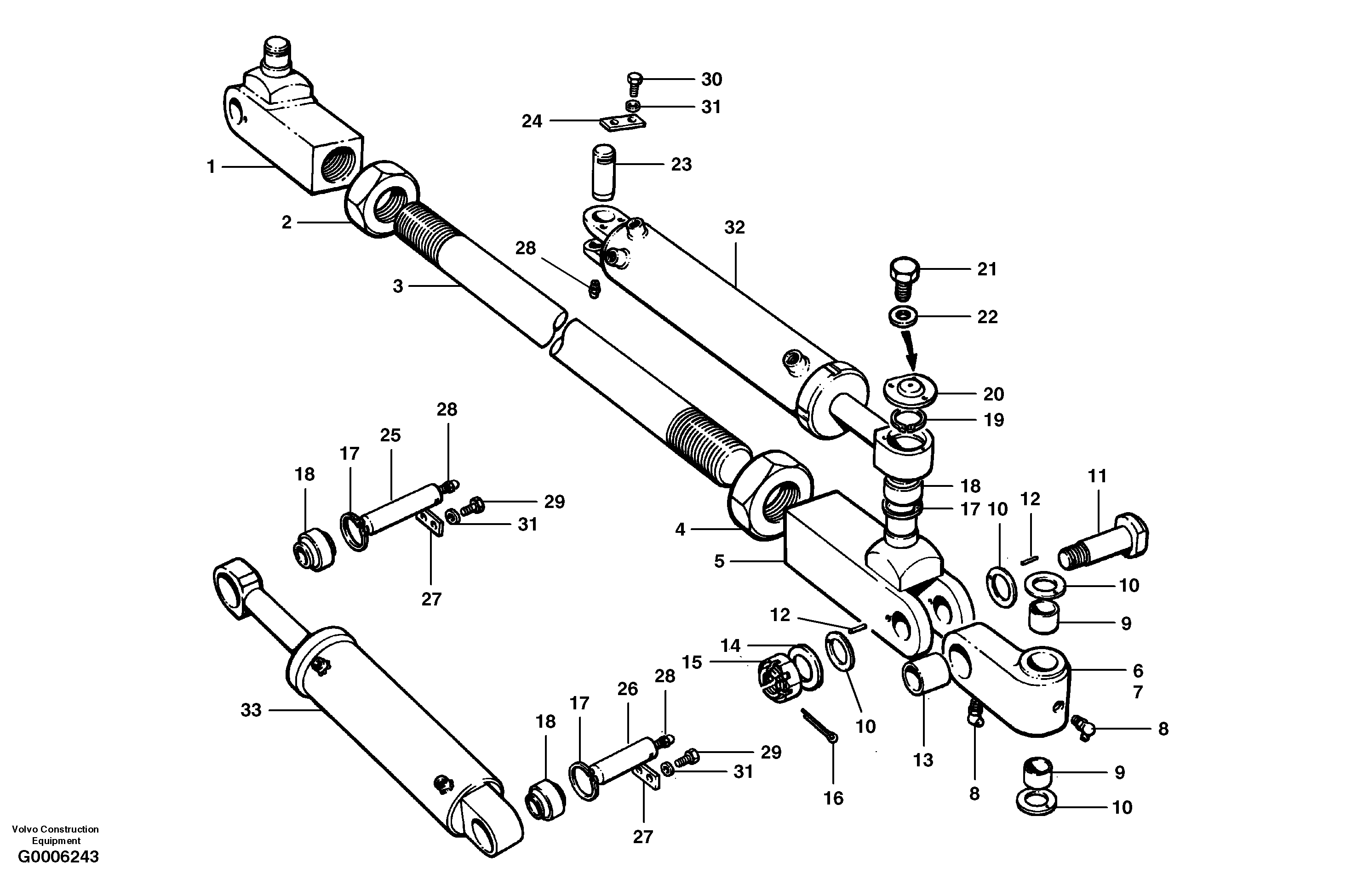Front axle drag link MODEL G710 - G740 — volvo parts diagram