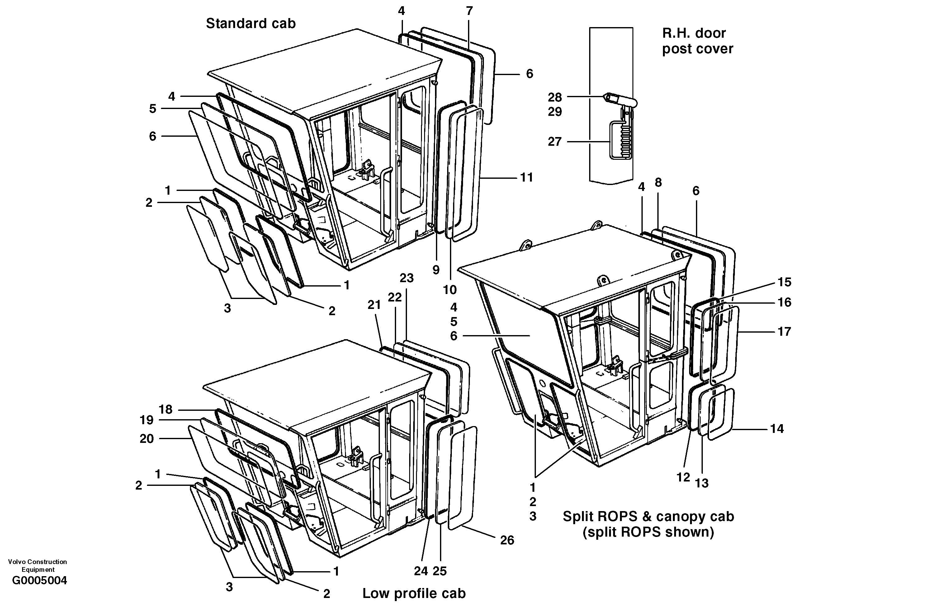 Cab Glass S/N 33000 - 33027 — volvo parts diagram