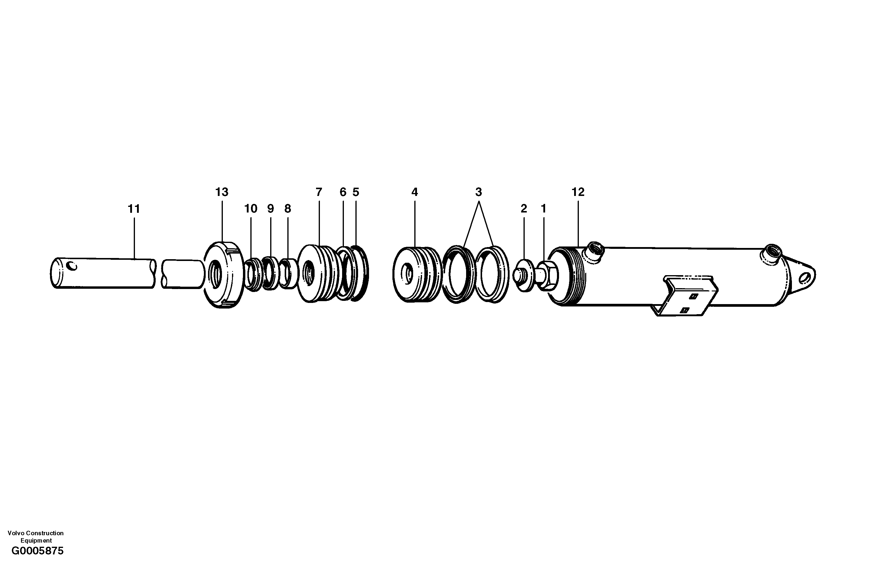 Plow and dozer cylinder  S/N 33060 - — volvo parts diagram