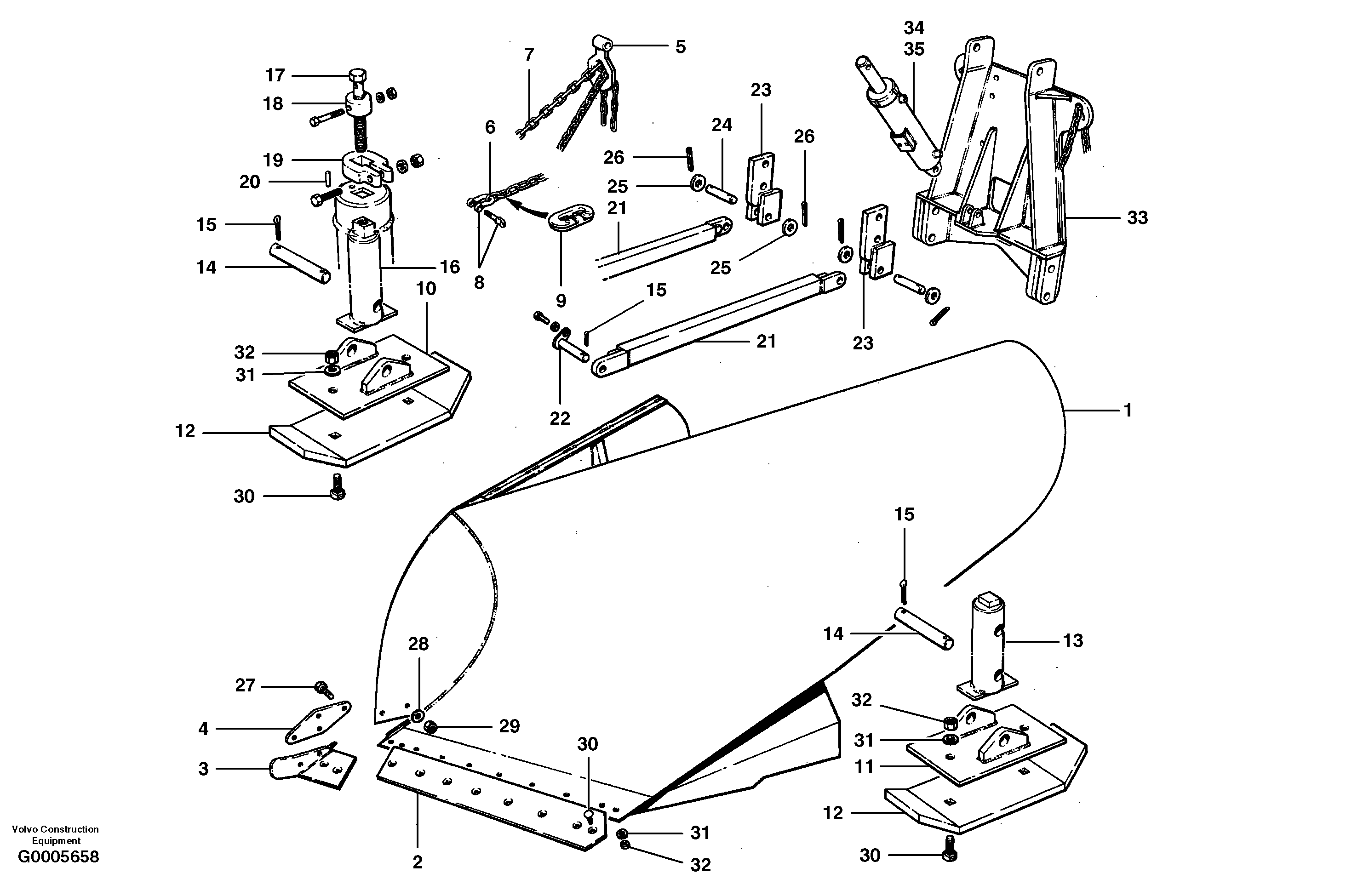 Chain lift v-plow — volvo parts diagram