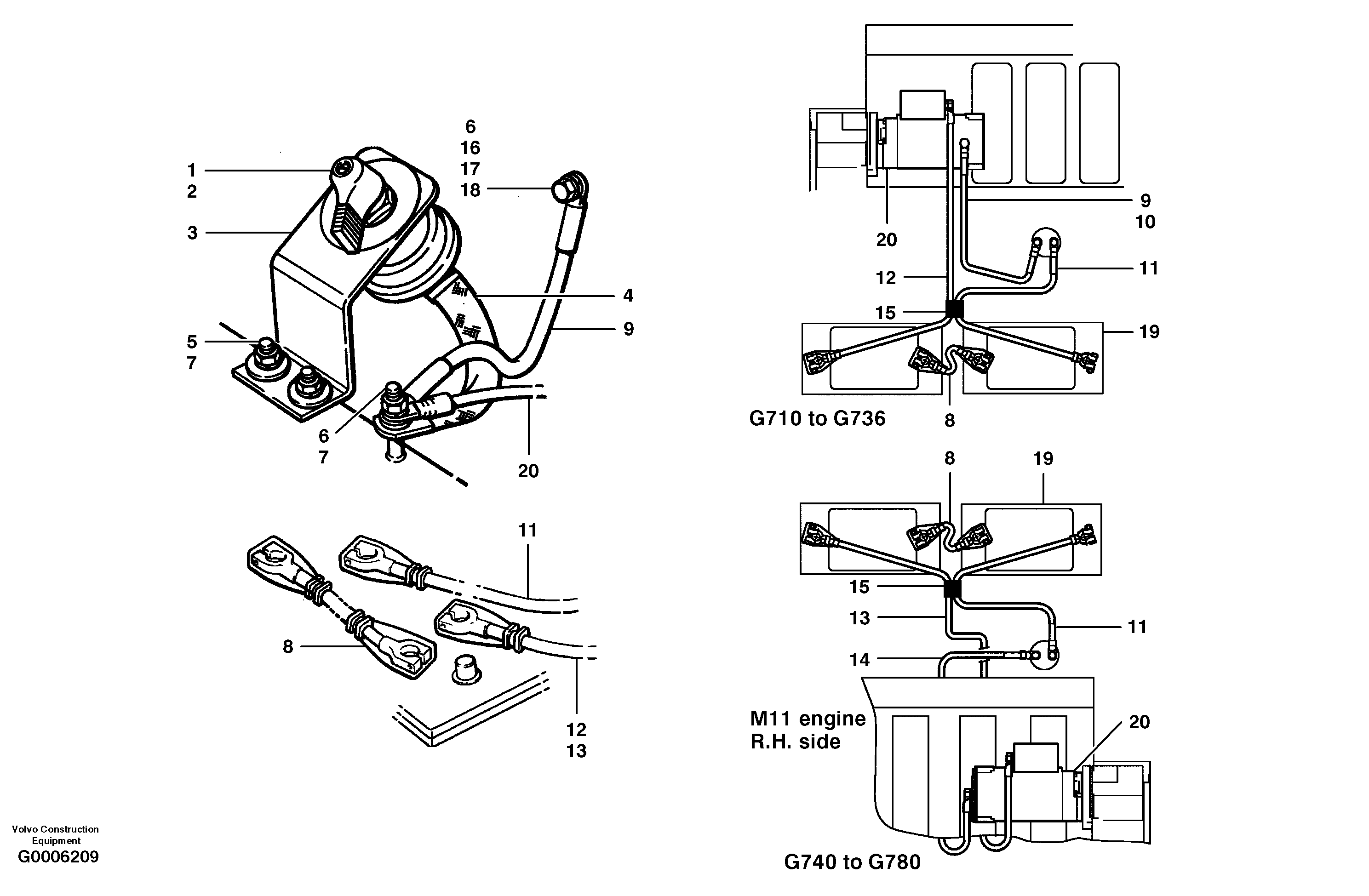 Battery cable and disconnect switch — volvo parts diagram