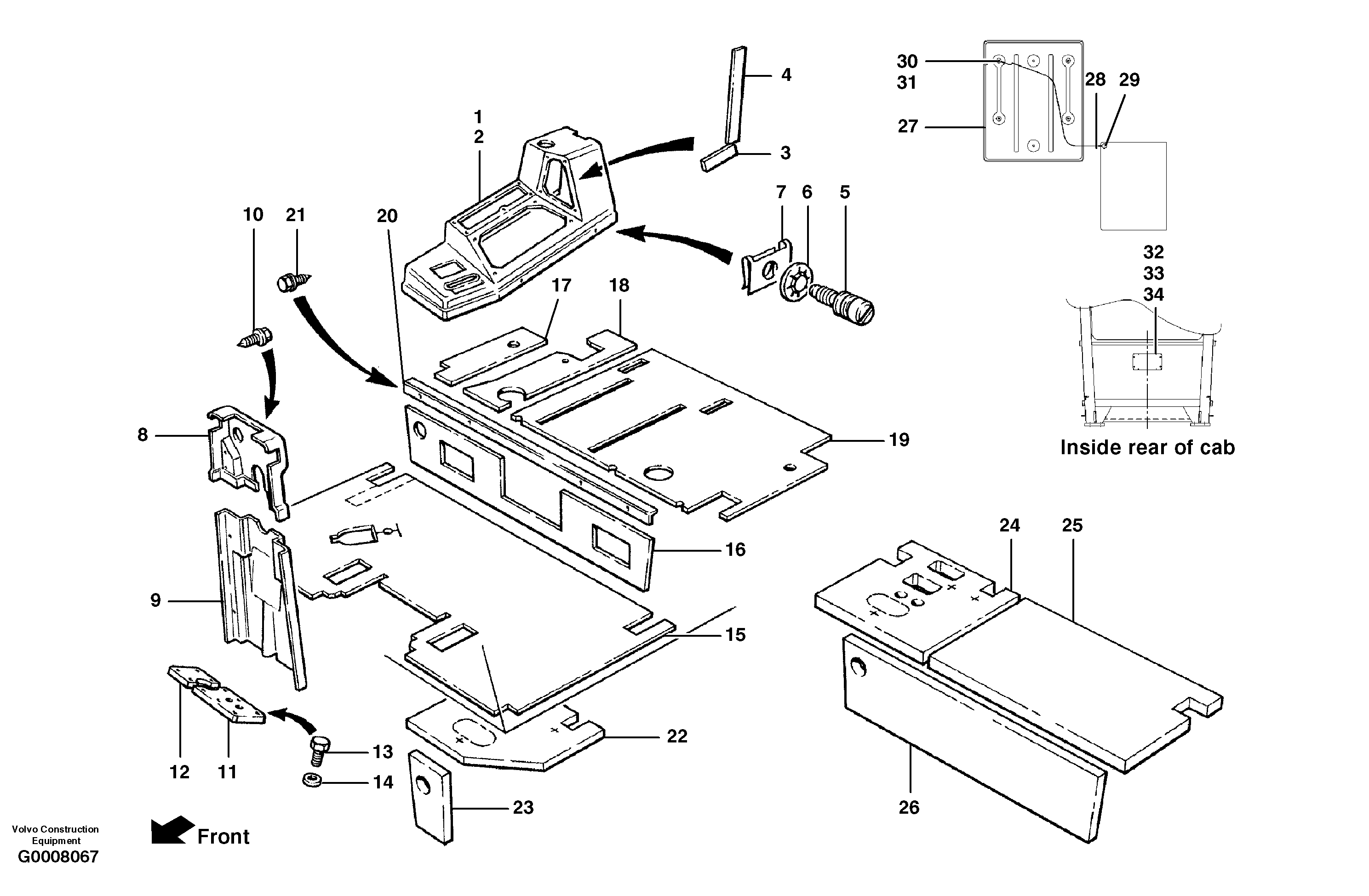 Sound suppression and trim - lower cab — volvo parts diagram