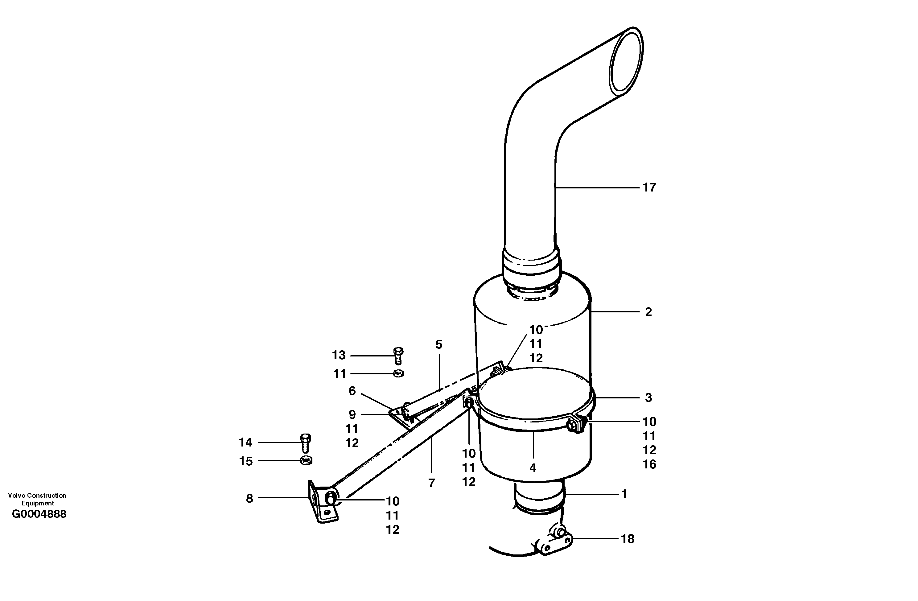Muffler installation  MODEL G710 - G716 — volvo parts diagram